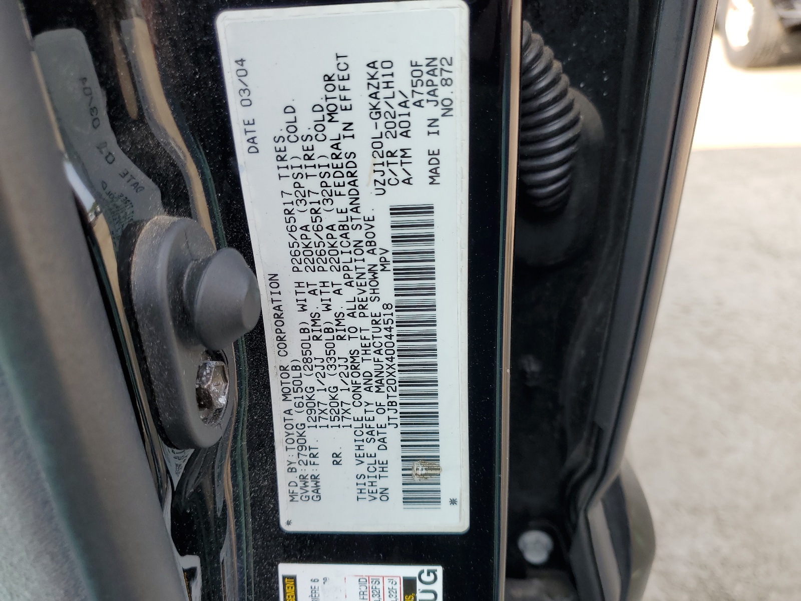 JTJBT20XX40044518 2004 Lexus Gx 470