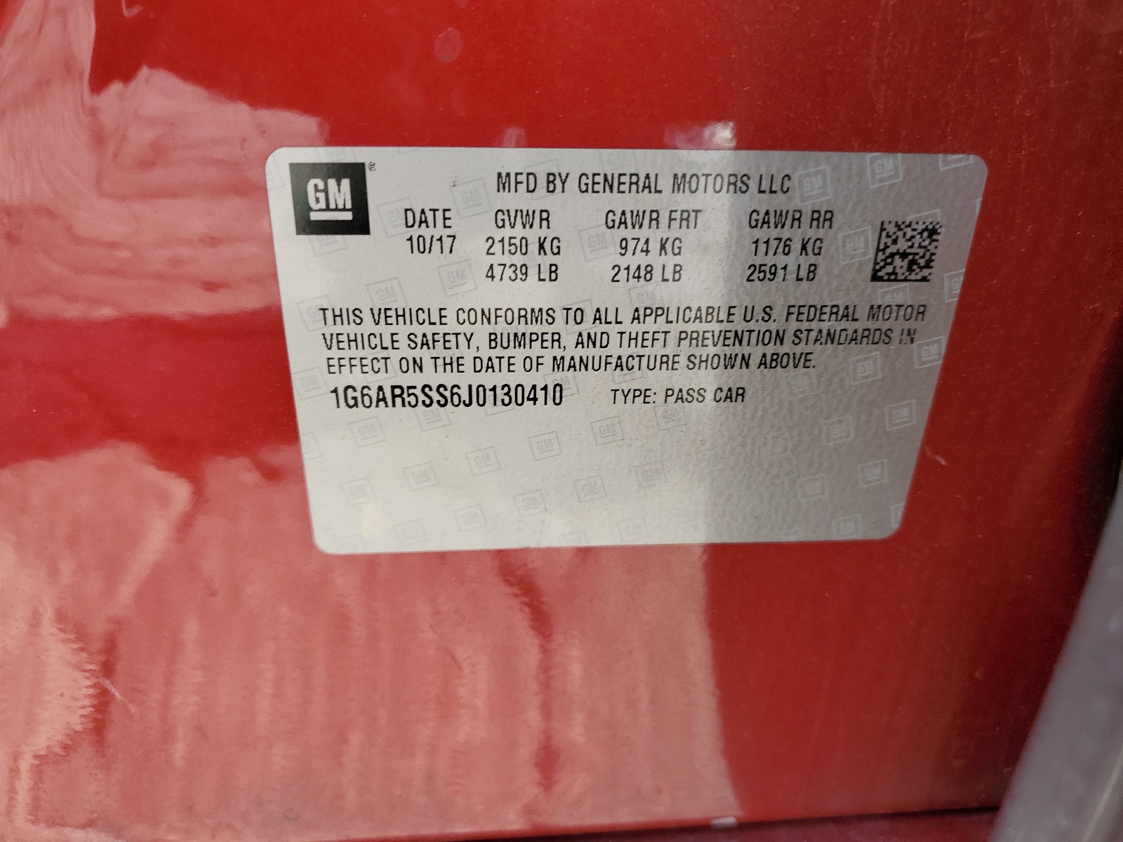 1G6AR5SS6J0130410 2018 Cadillac Cts Luxury