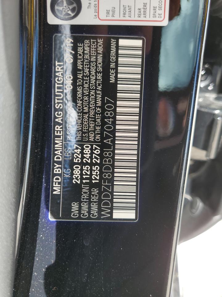 2020 Mercedes-Benz E 350 VIN: WDDZF8DB8LA704807 Lot: 88861315