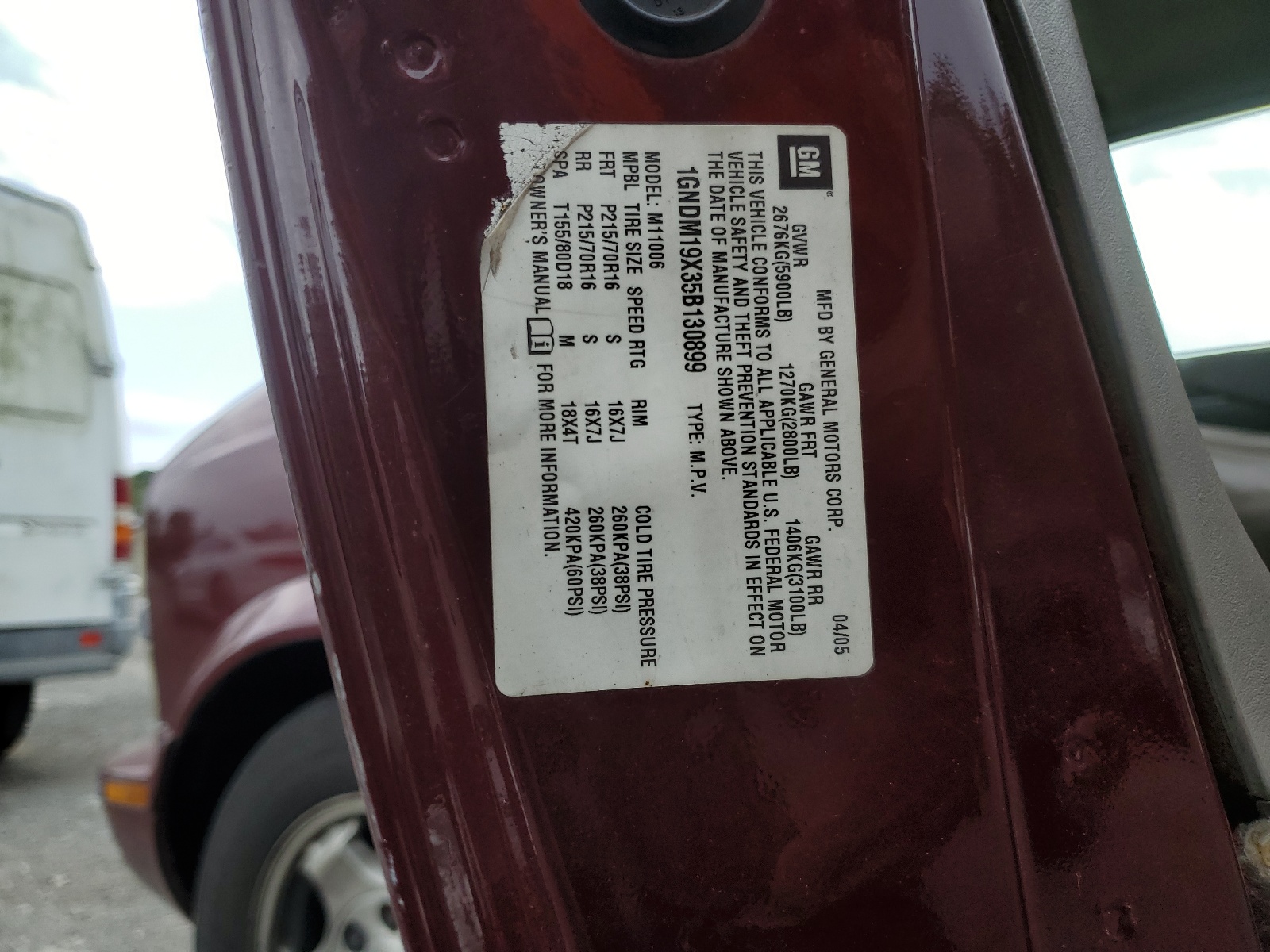 1GNDM19X35B130899 2005 Chevrolet Astro