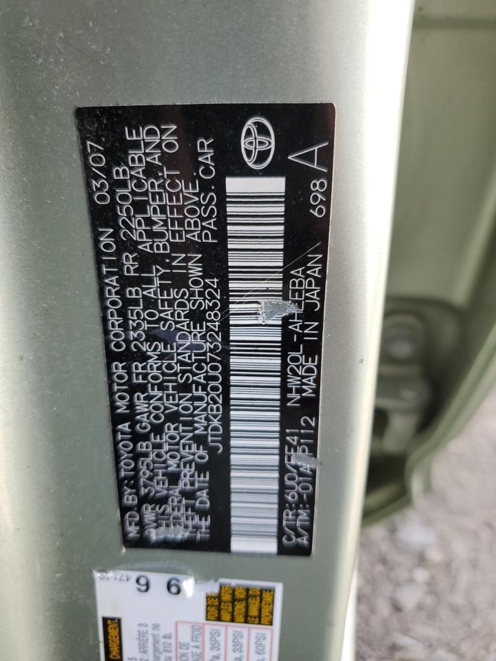 JTDKB20U073248324 2007 Toyota Prius