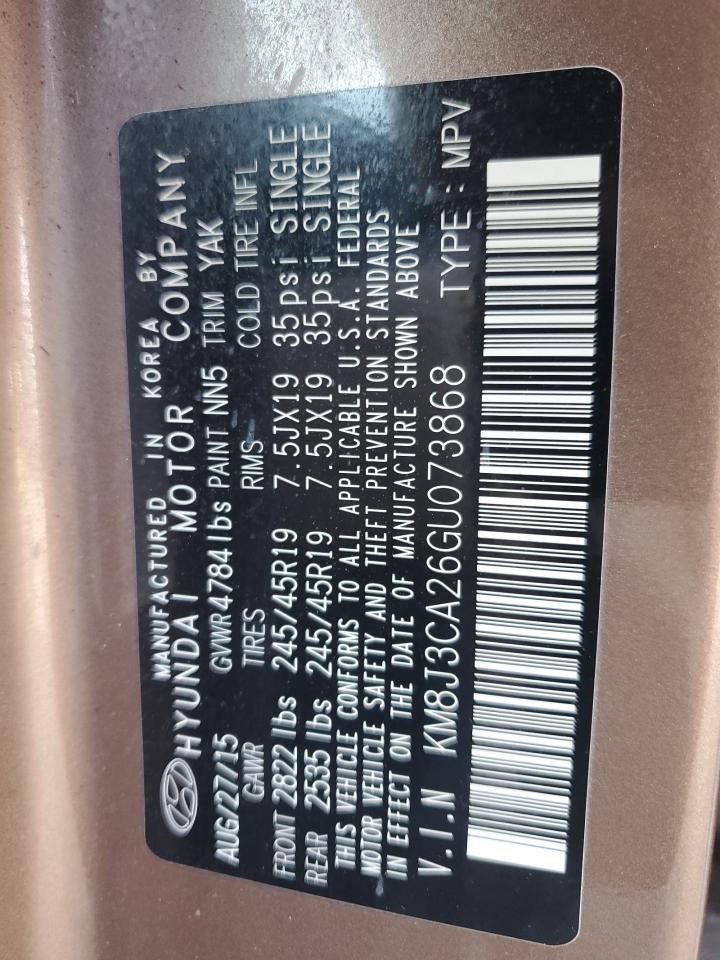 2016 Hyundai Tucson Limited VIN: KM8J3CA26GU073868 Lot: 65926224