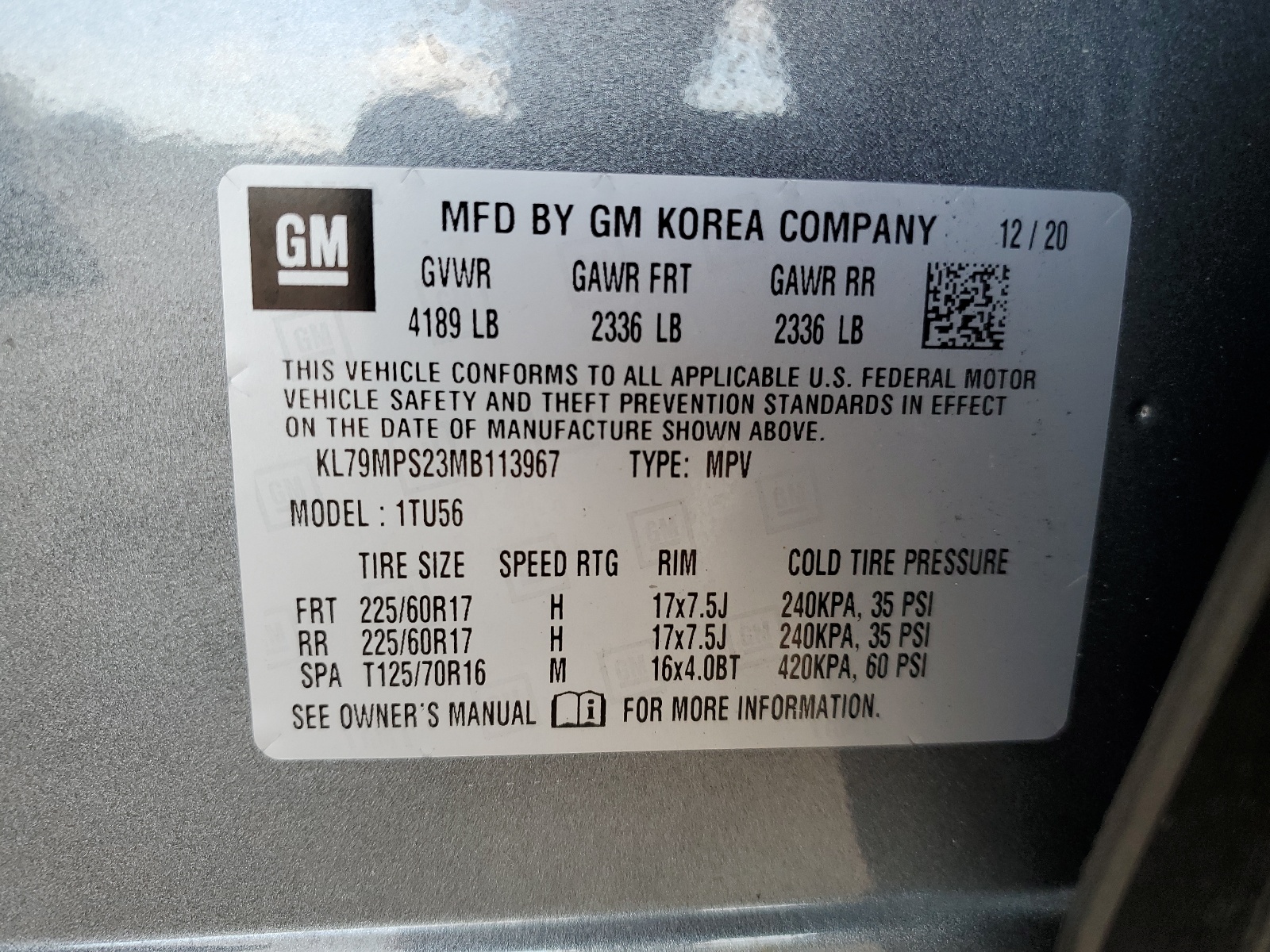 KL79MPS23MB113967 2021 Chevrolet Trailblazer Lt