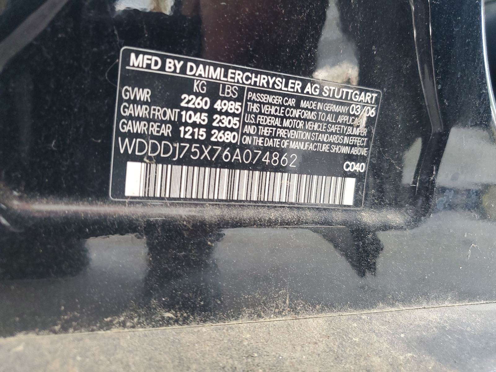 WDDDJ75X76A074862 2006 Mercedes-Benz Cls 500C