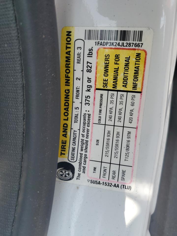 1FADP3K24JL287667 2018 Ford Focus Se