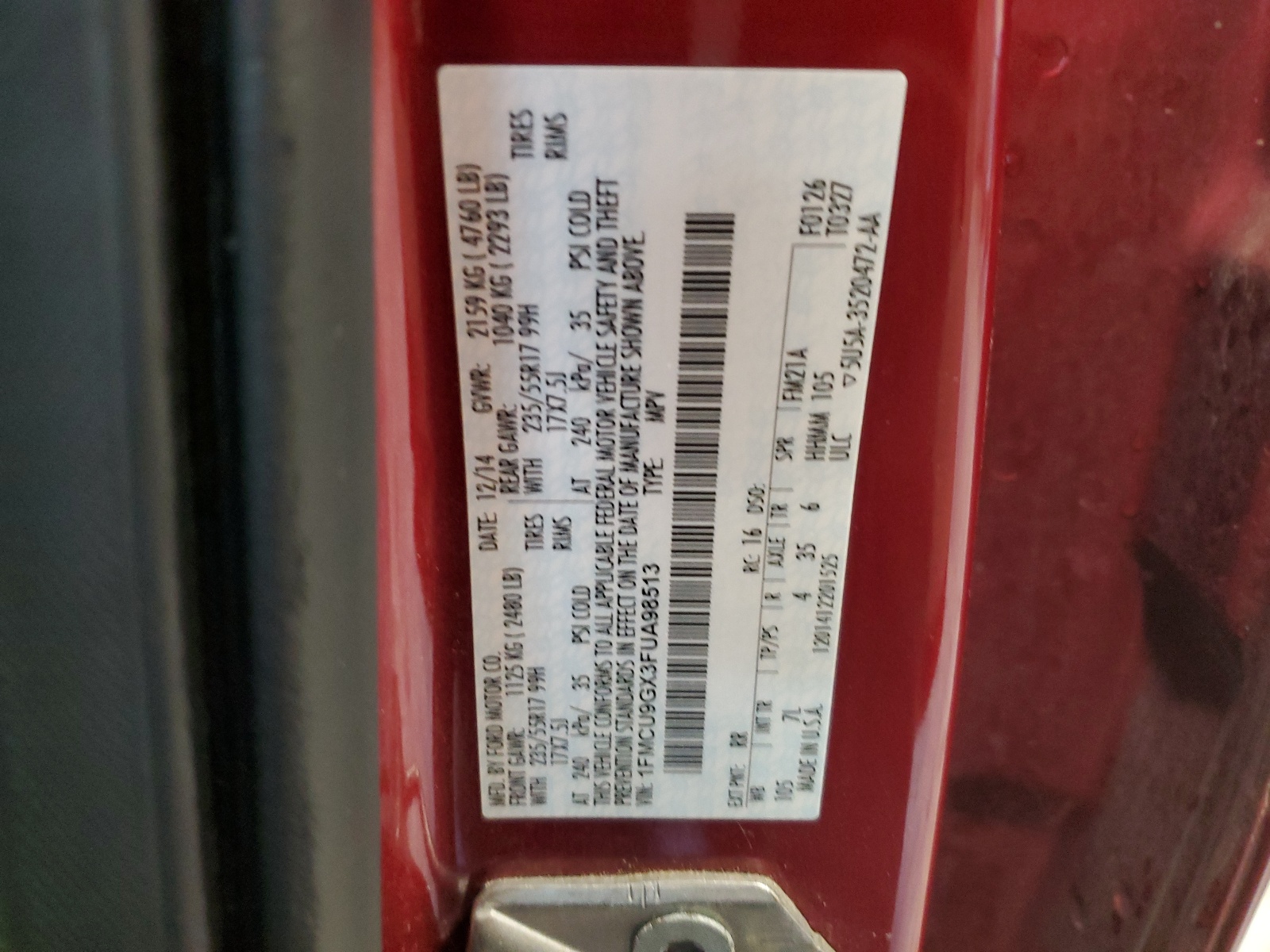 1FMCU9GX3FUA98513 2015 Ford Escape Se