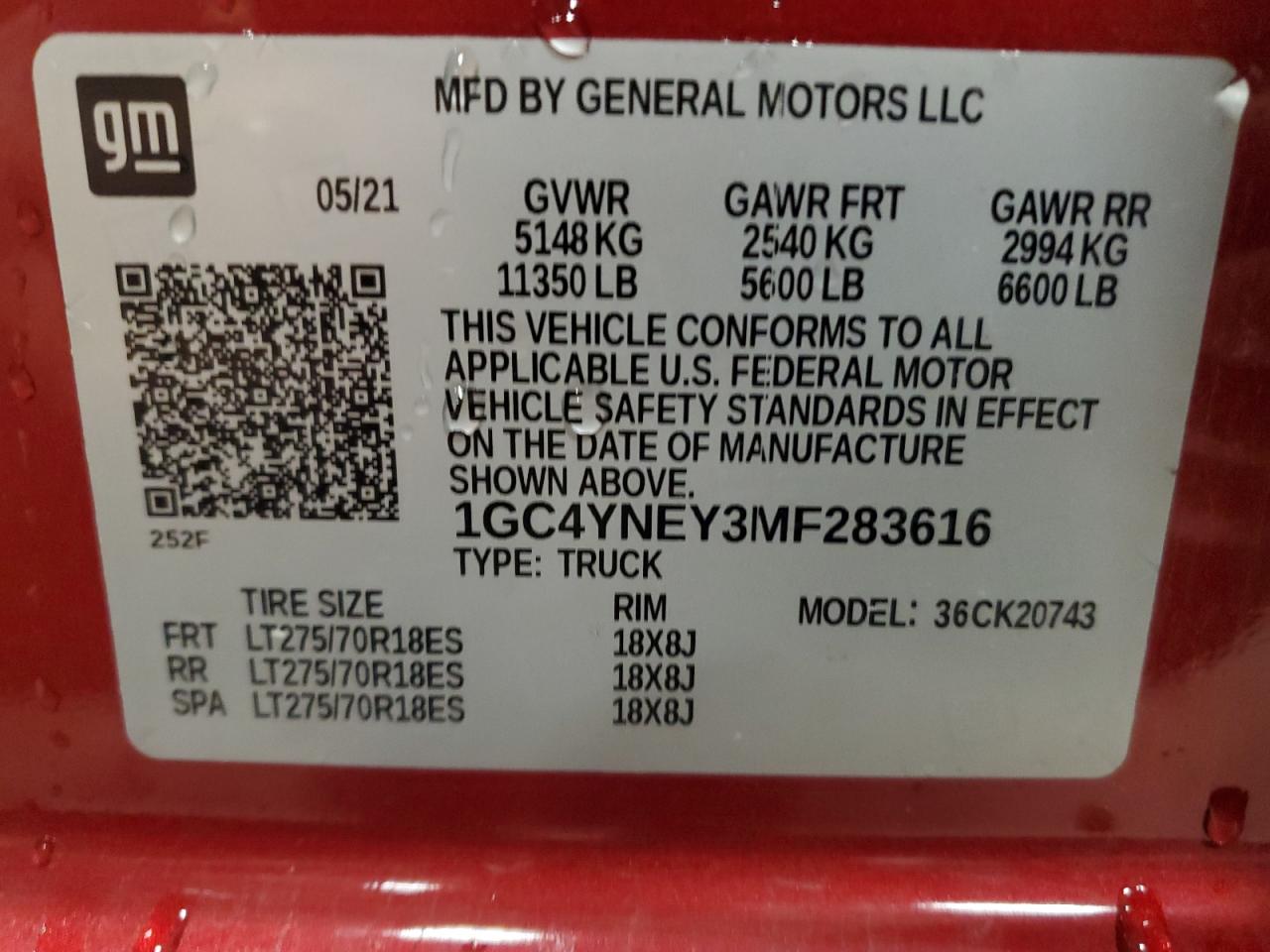 2021 Chevrolet Silverado K2500 Heavy Duty Lt VIN: 1GC4YNEY3MF283616 Lot: 65756074