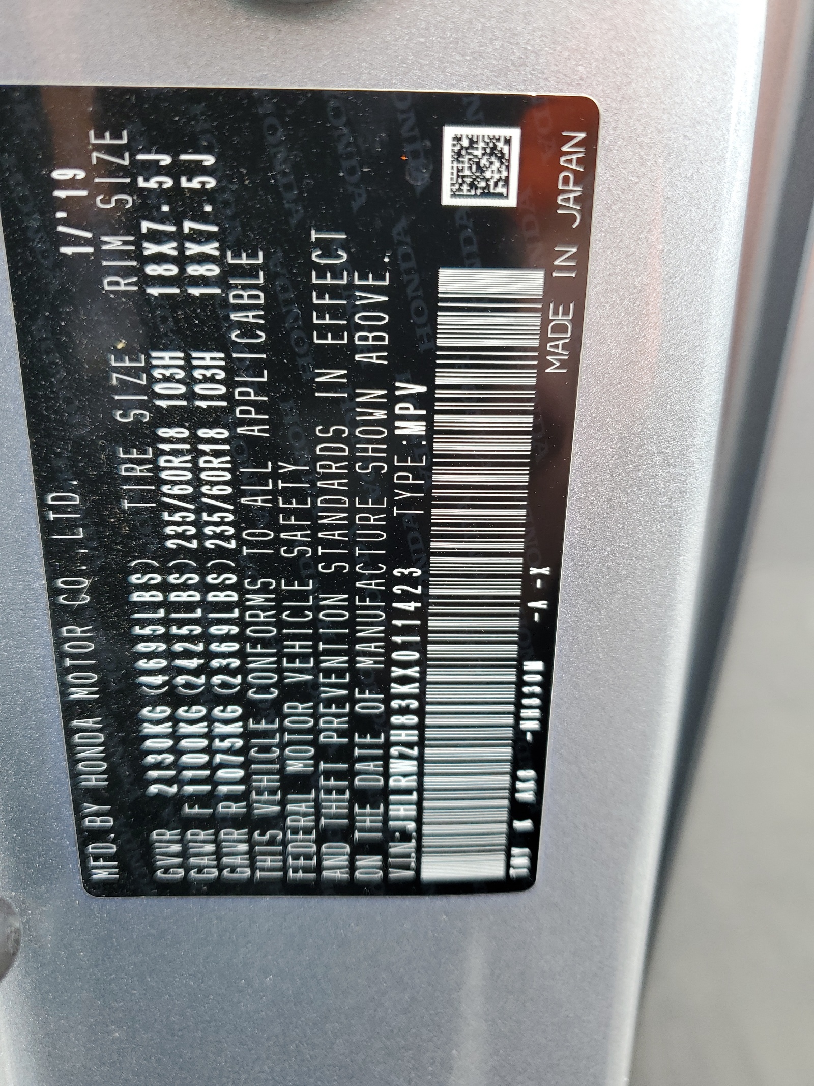 JHLRW2H83KX011423 2019 Honda Cr-V Exl