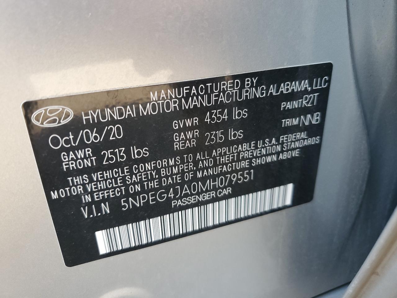 5NPEG4JA0MH079551 2021 Hyundai Sonata Se