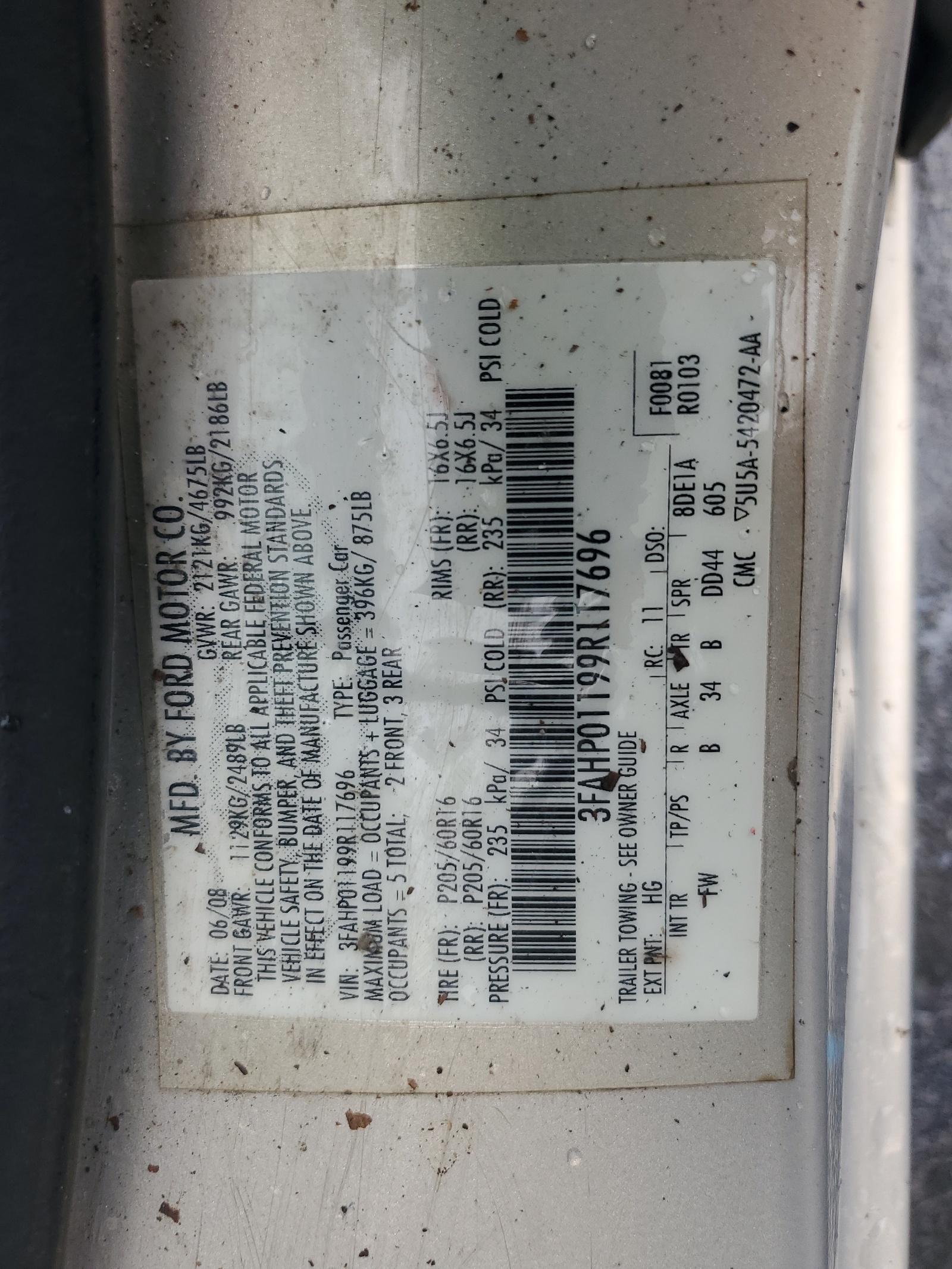 3FAHP01199R117696 2009 Ford Fusion Se