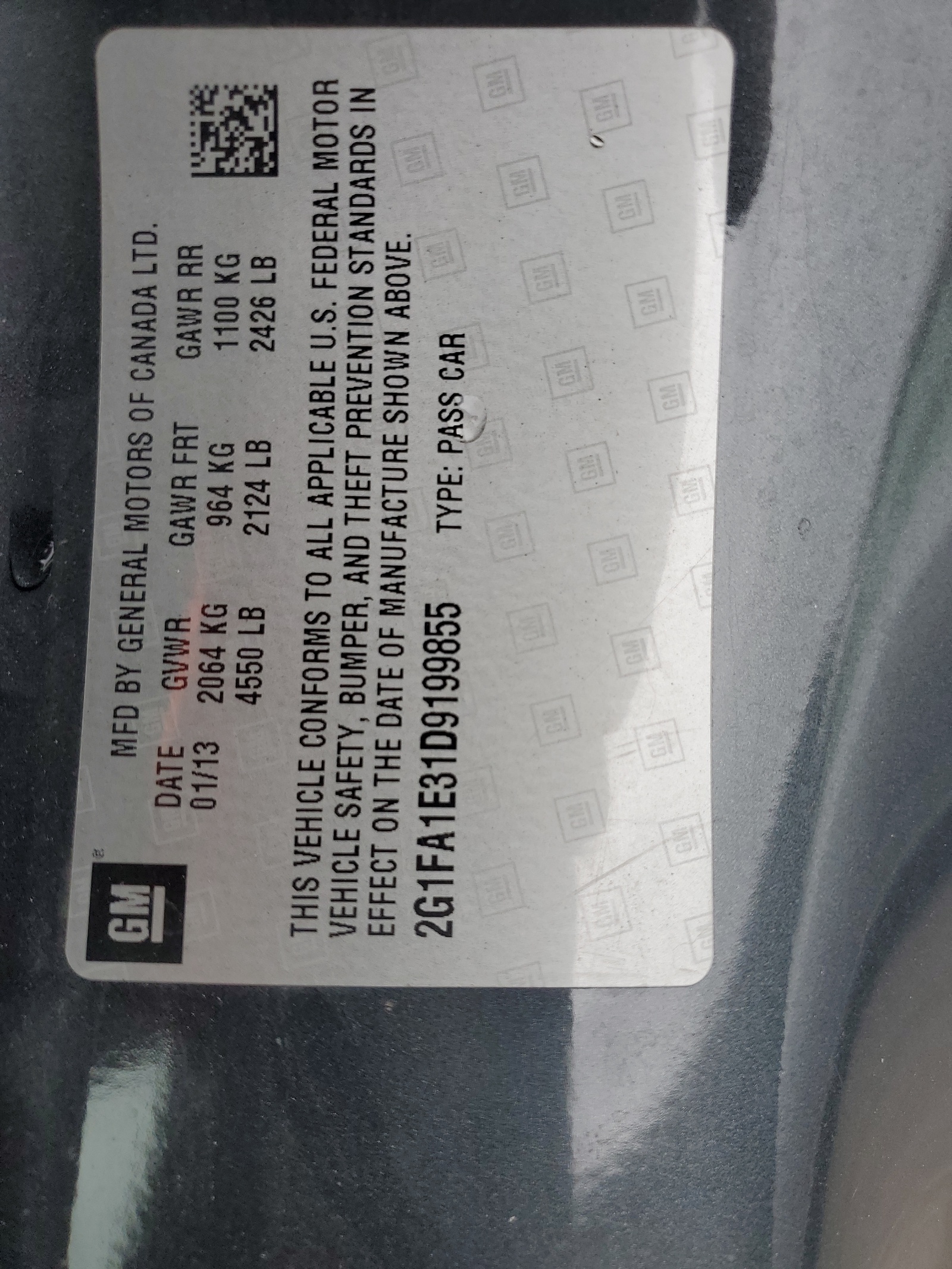 2G1FA1E31D9199855 2013 Chevrolet Camaro Ls