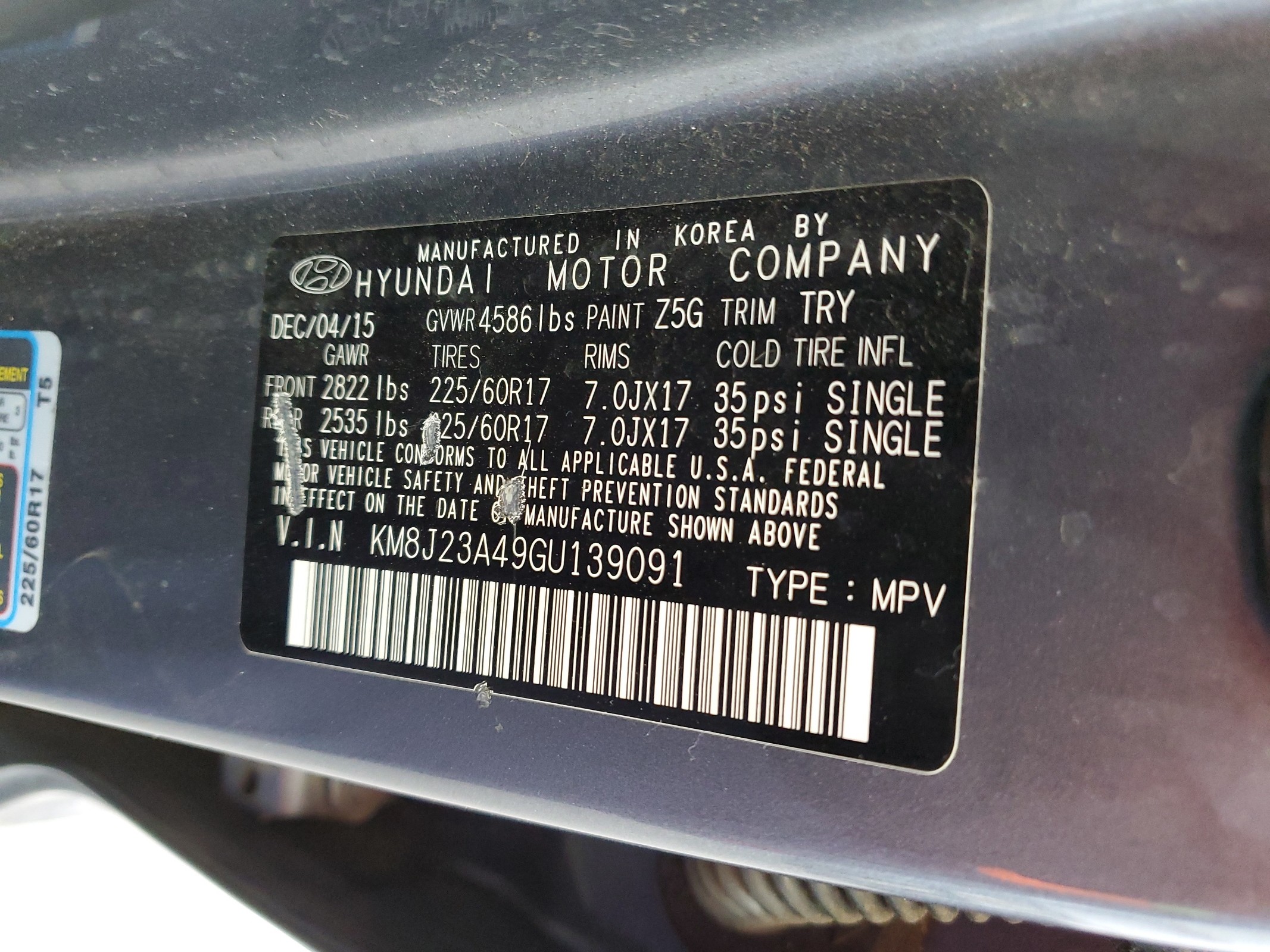 KM8J23A49GU139091 2016 Hyundai Tucson Se