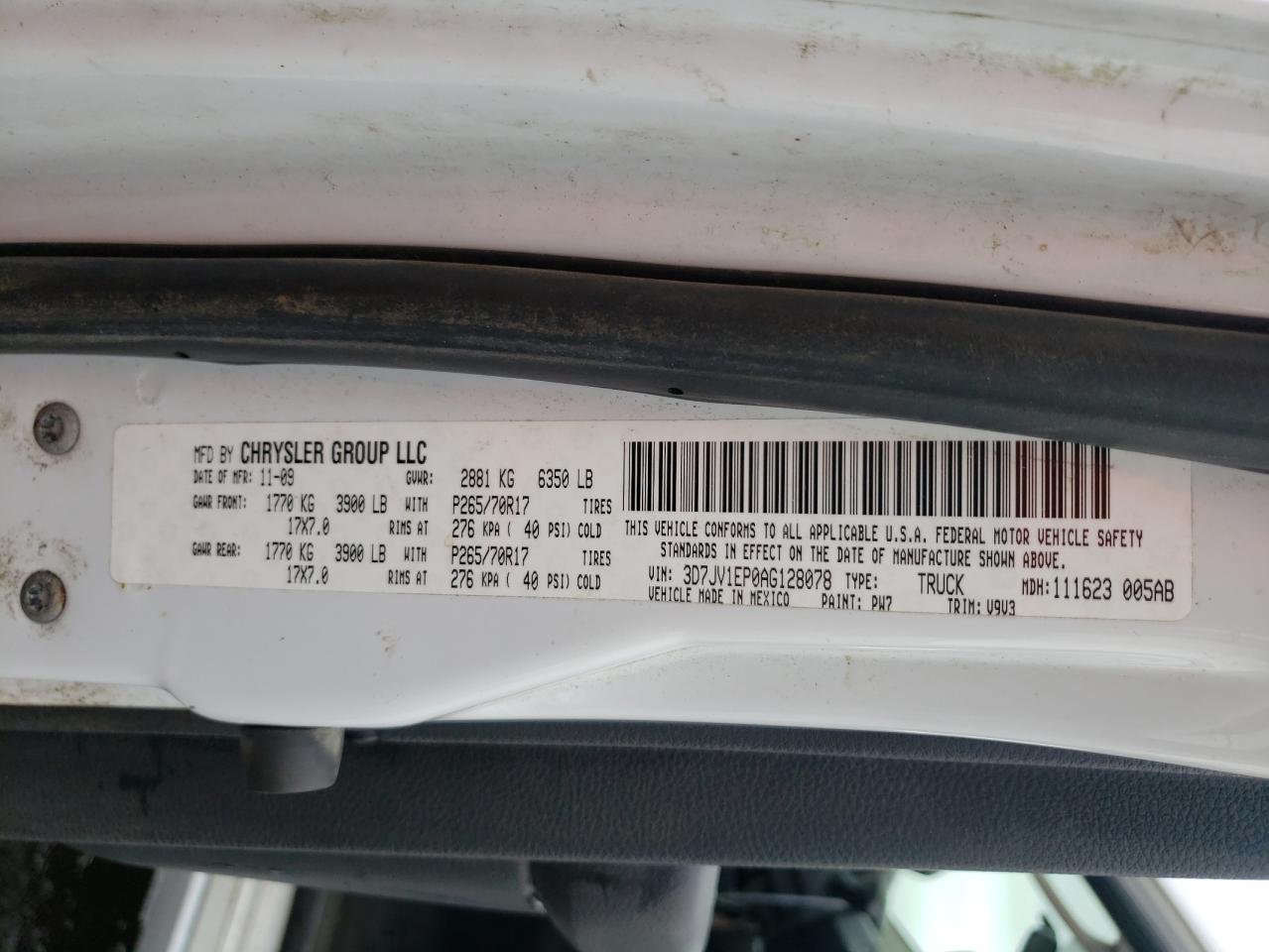 2010 Dodge Ram 1500 VIN: 3D7JV1EP0AG128078 Lot: 66151544