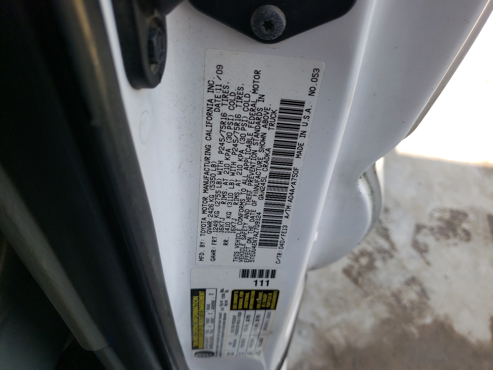 5TEUU4EN7AZ709124 2010 Toyota Tacoma Access Cab