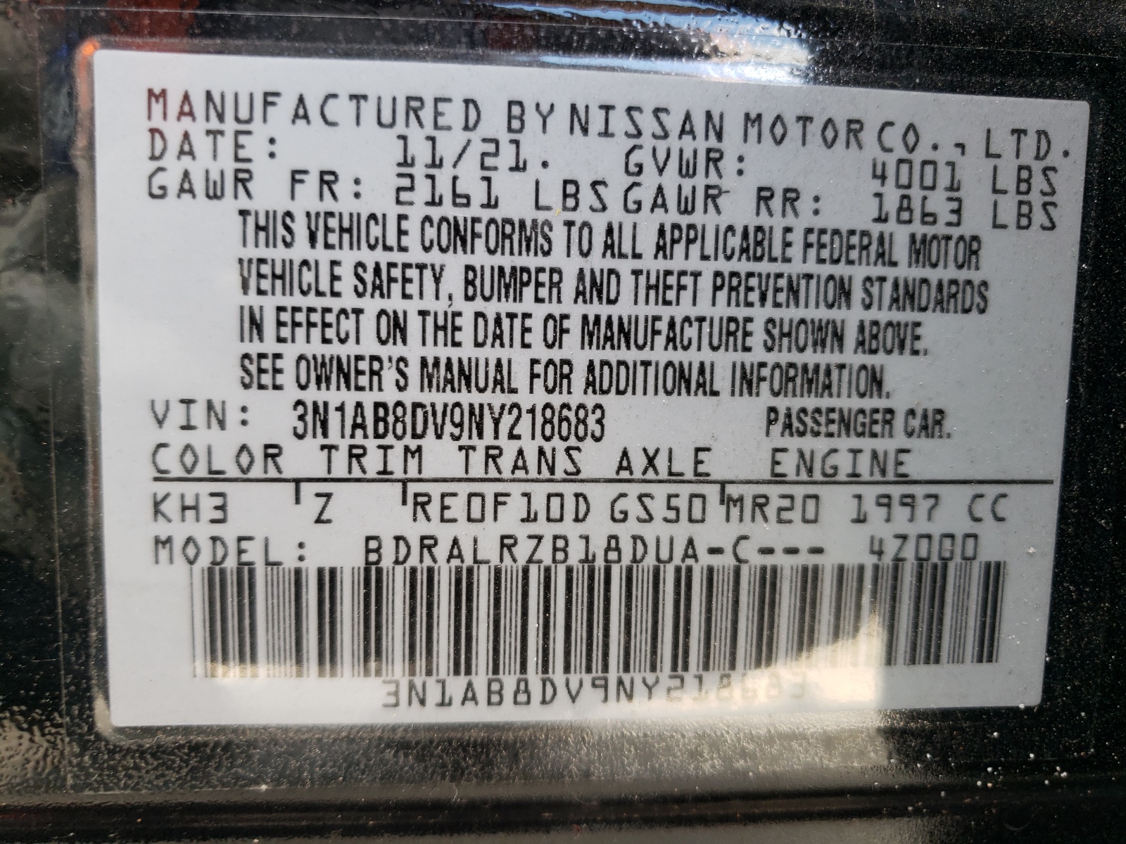 3N1AB8DV9NY218683 2022 Nissan Sentra Sr