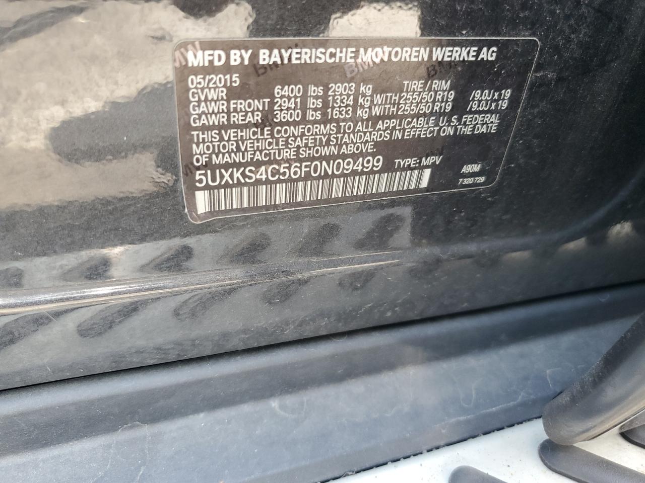 2015 BMW X5 xDrive35D VIN: 5UXKS4C56F0N09499 Lot: 65125184