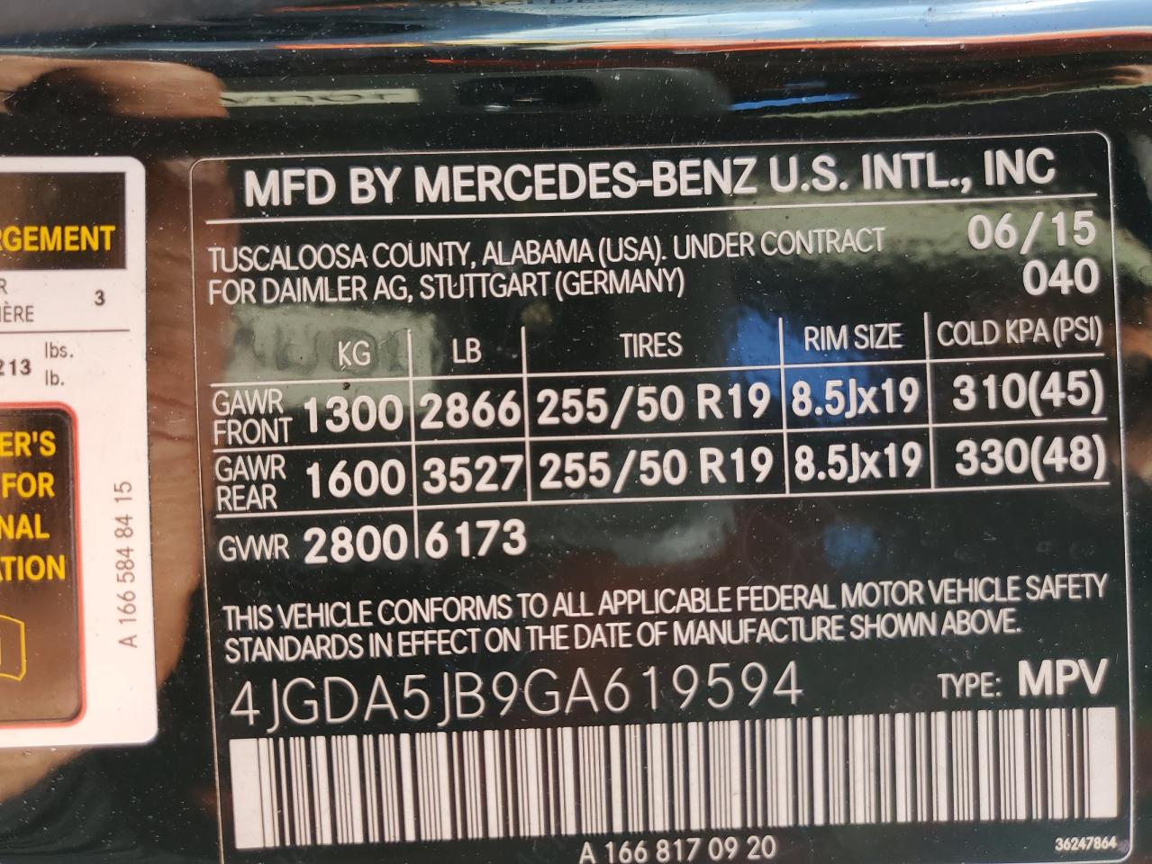 VIN 4JGDA5JB9GA619594 2016 MERCEDES-BENZ GLE-CLASS no.14