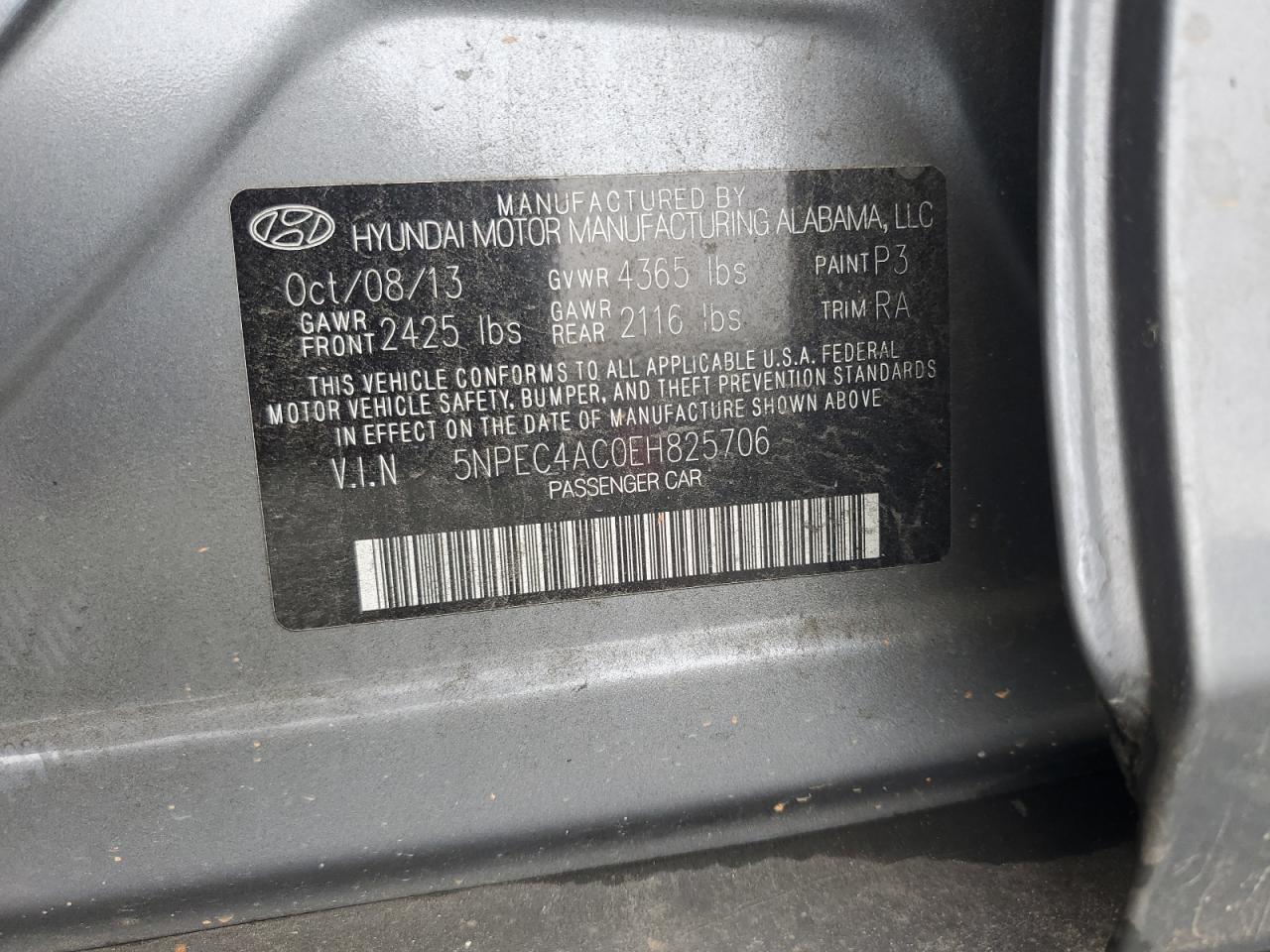 5NPEC4AC0EH825706 2014 Hyundai Sonata Se