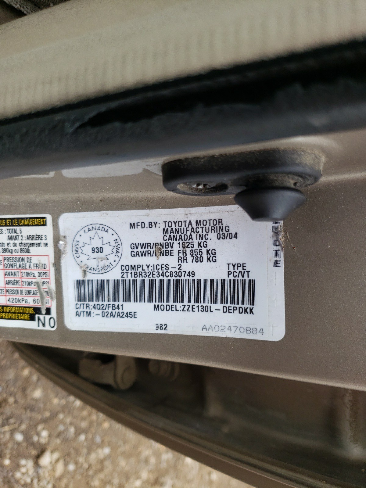 2T1BR32E34C830749 2004 Toyota Corolla Ce