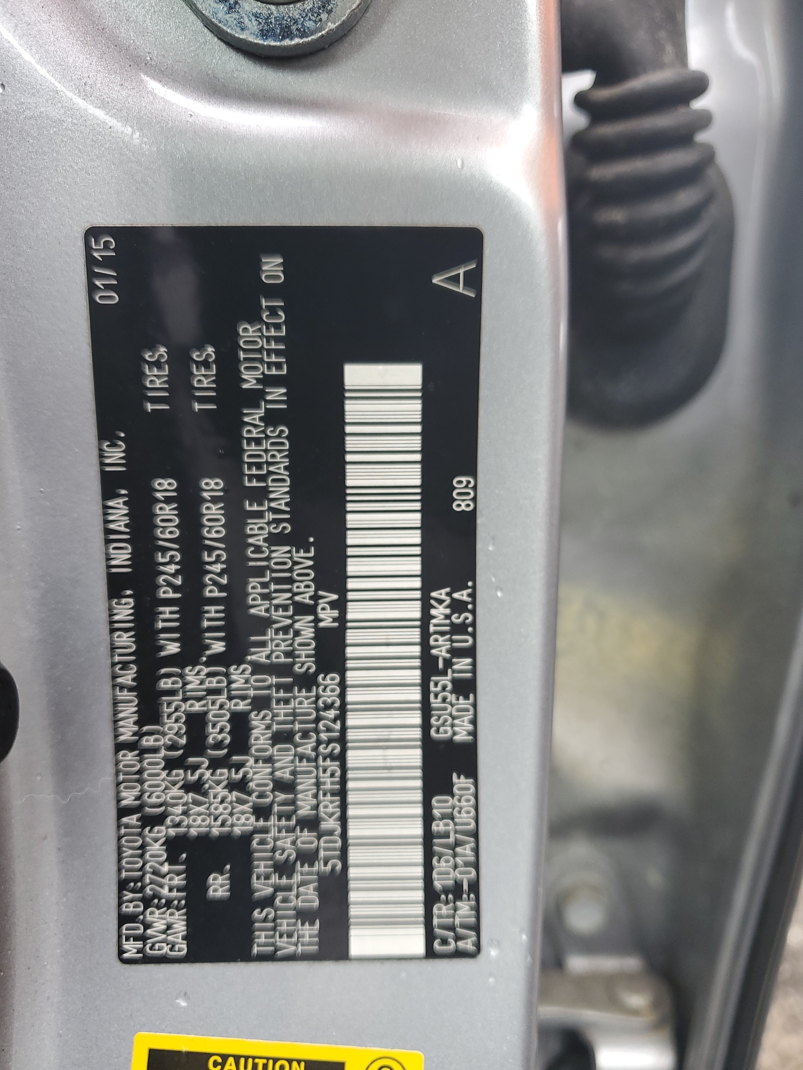 5TDJKRFH5FS124366 2015 Toyota Highlander Xle