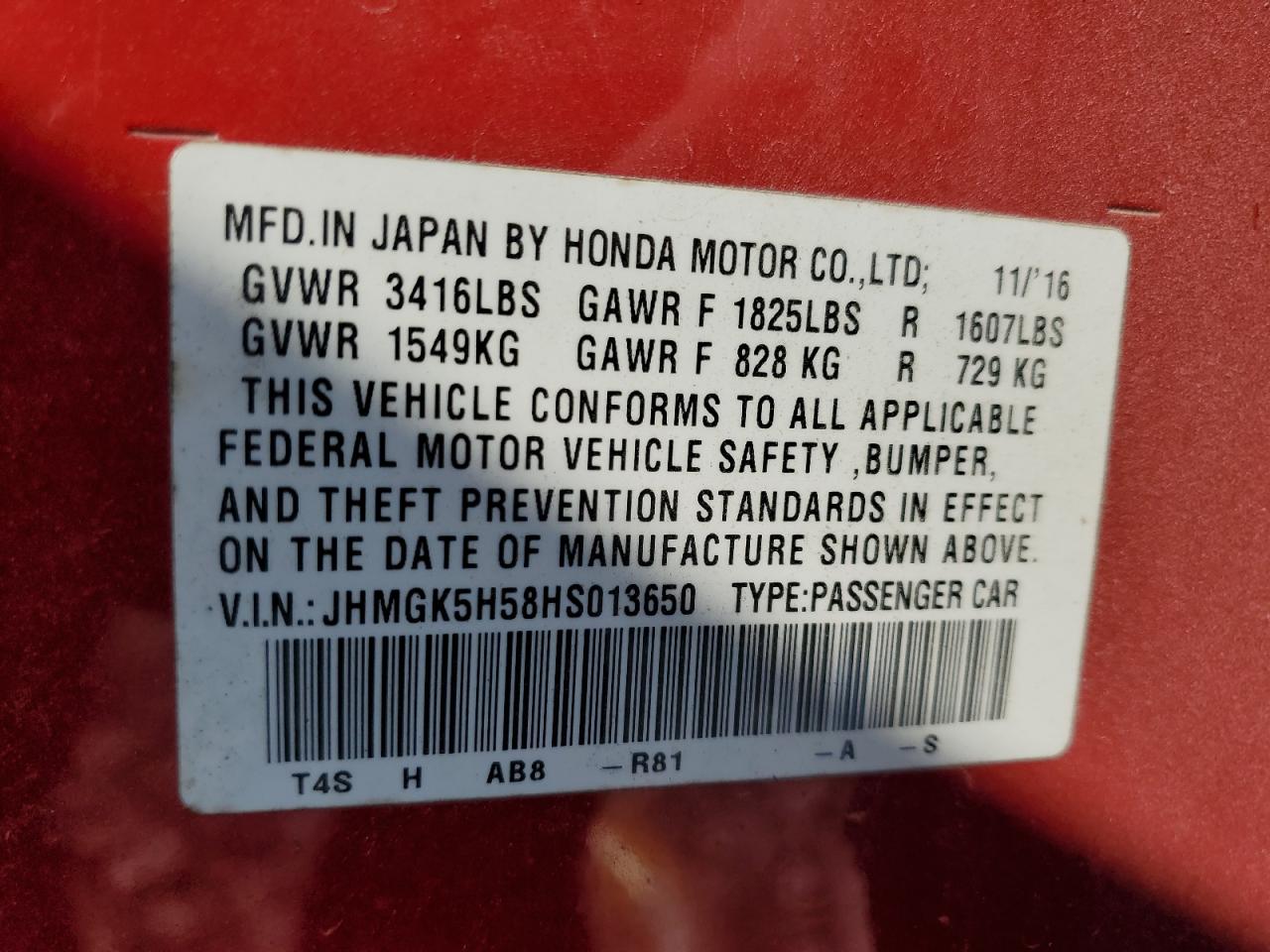 JHMGK5H58HS013650 2017 Honda Fit Lx