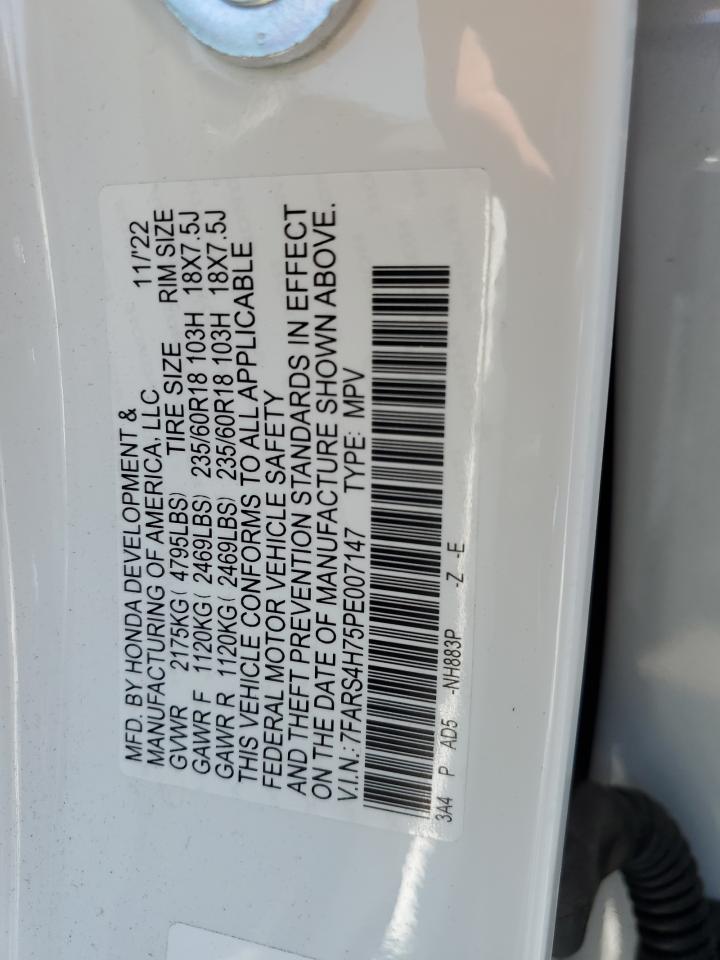 2023 Honda Cr-V Exl VIN: 7FARS4H75PE007147 Lot: 65764394