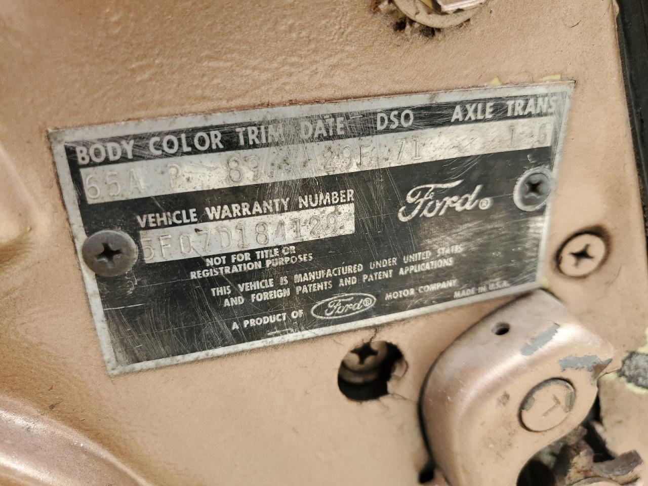 5F07D184129 1965 Ford Must