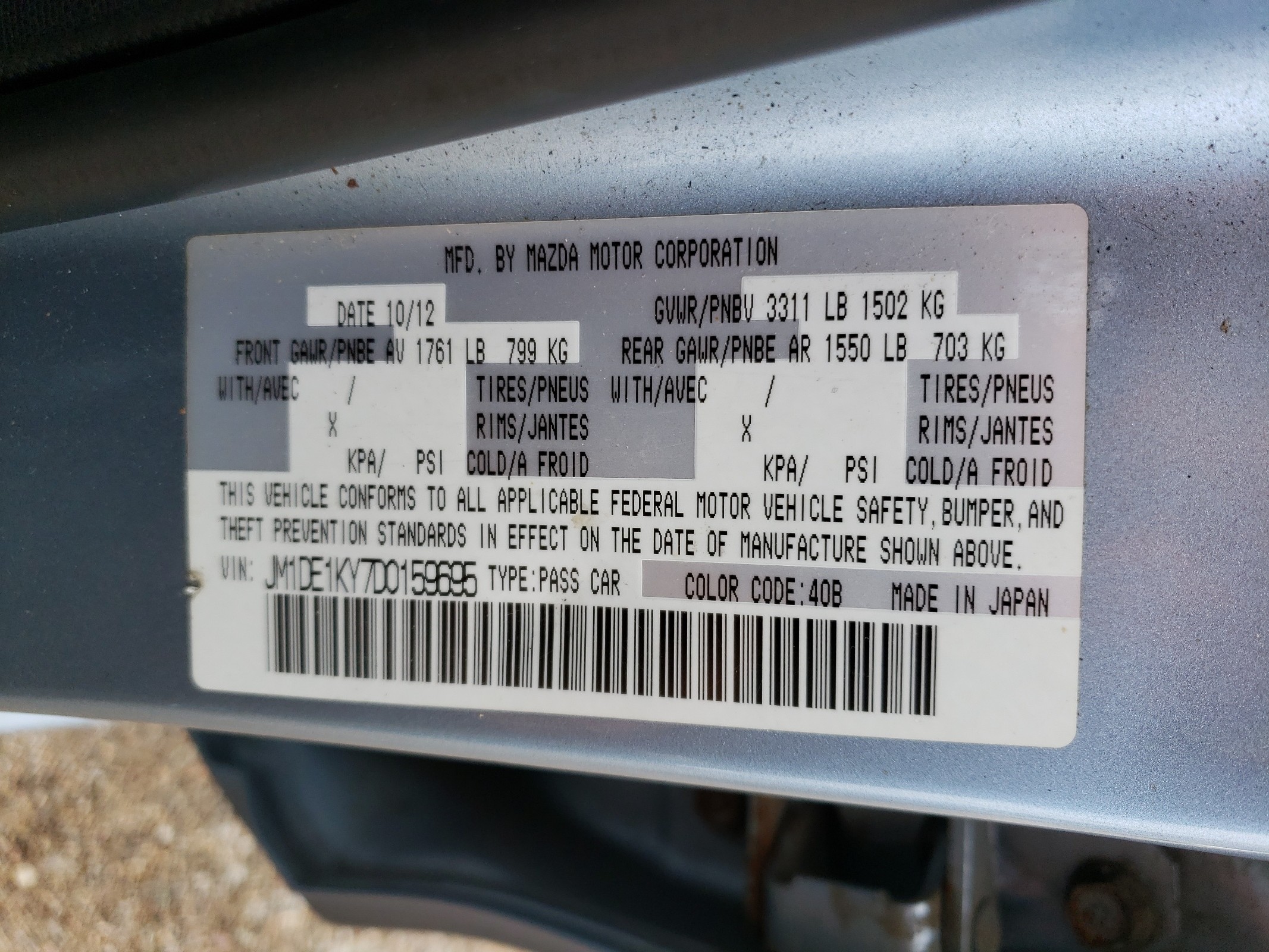 JM1DE1KY7D0159695 2013 Mazda Mazda2