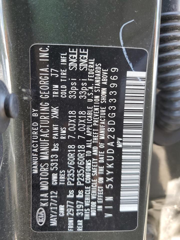 2013 Kia Sorento Ex VIN: 5XYKUDA28DG333969 Lot: 66799784