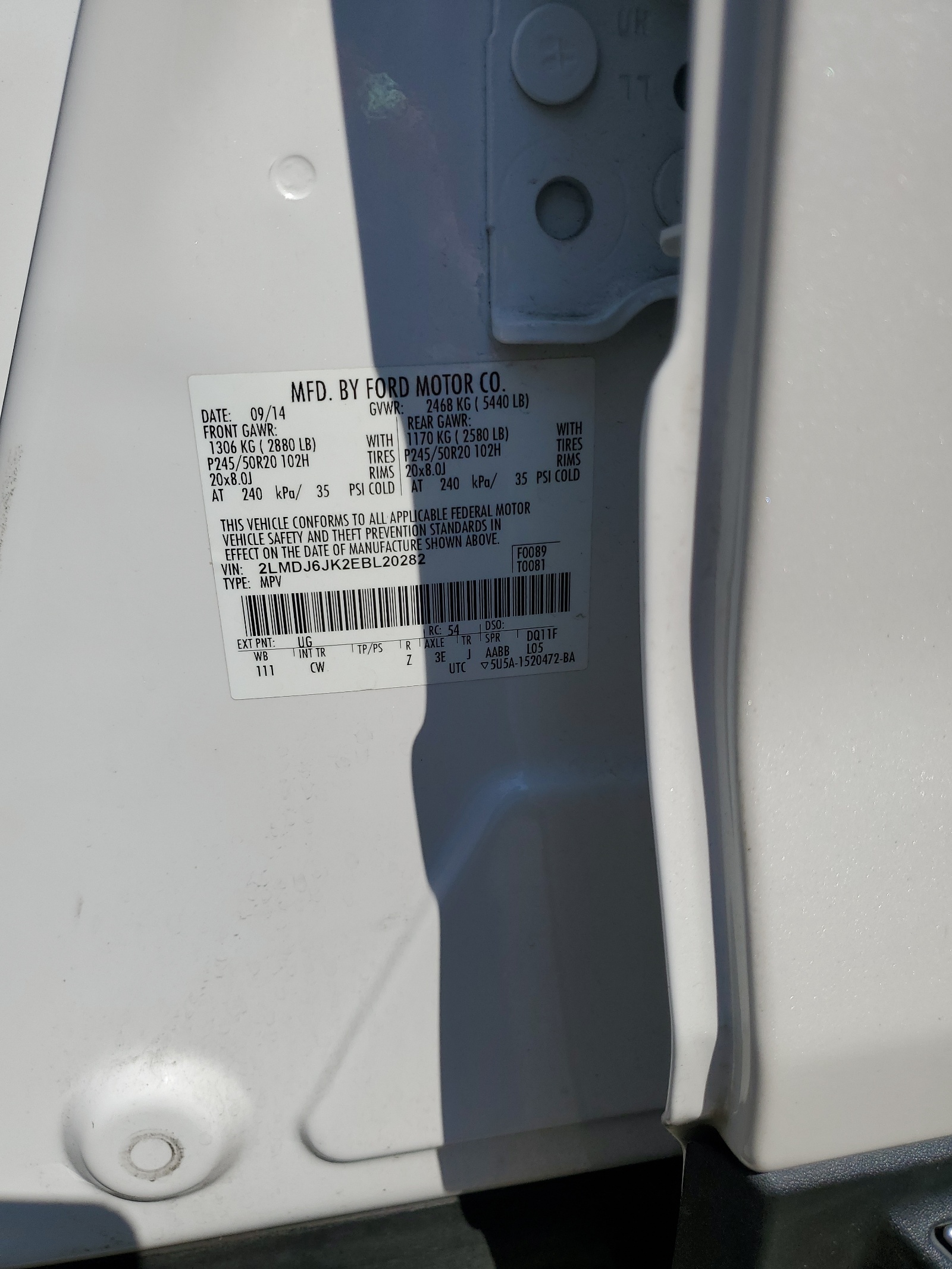 2LMDJ6JK2EBL20282 2014 Lincoln Mkx