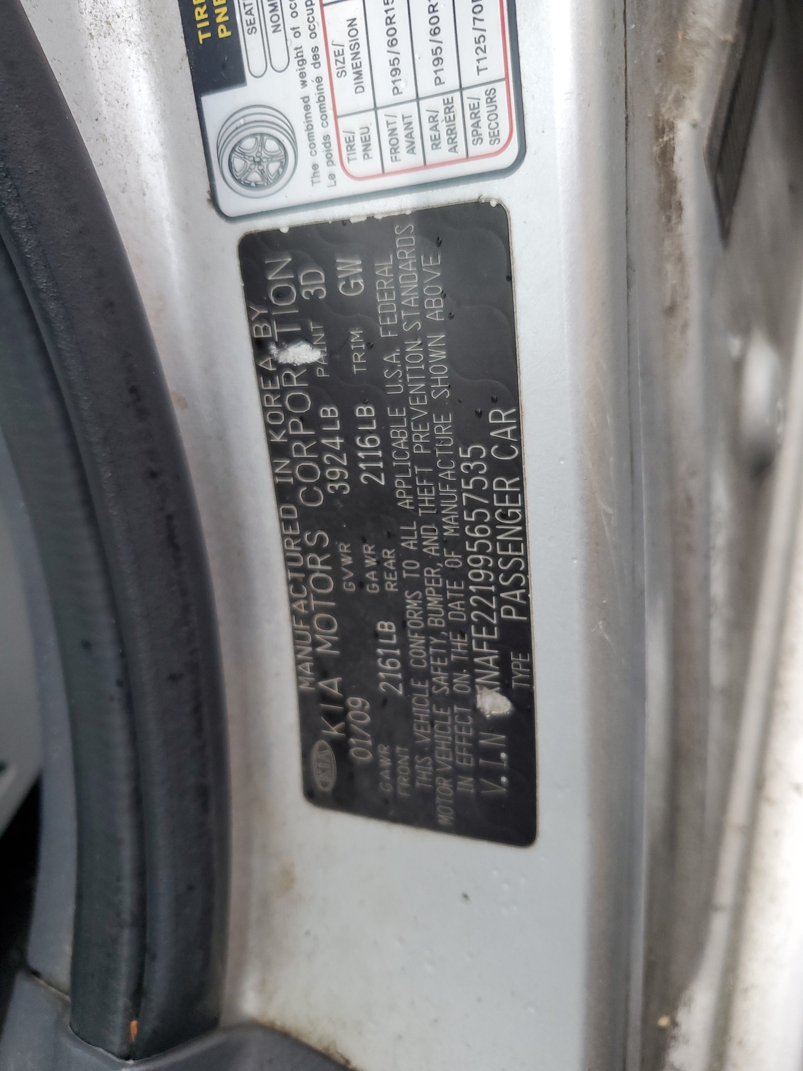 KNAFE221995657535 2009 Kia Spectra Ex