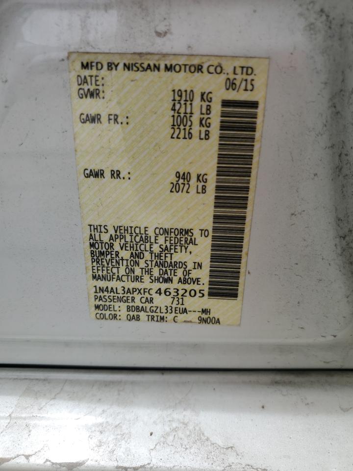 2015 Nissan Altima 2.5 VIN: 1N4AL3APXFC463205 Lot: 68932144