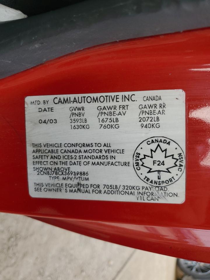 2003 Chevrolet Tracker Zr2 VIN: 2CNBJ78CX36939886 Lot: 61786065