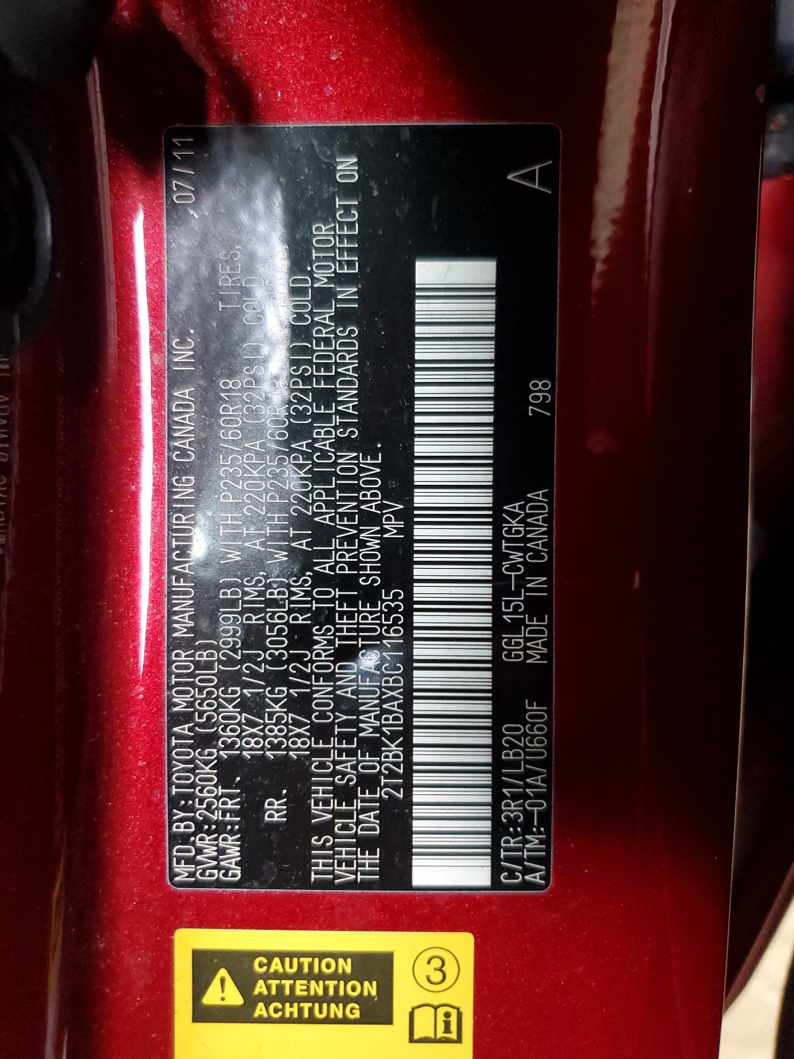 2T2BK1BAXBC116535 2011 Lexus Rx 350