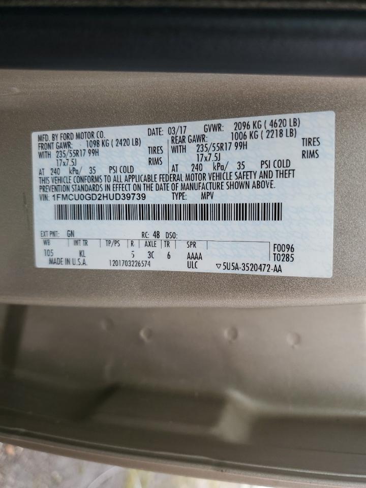 1FMCU0GD2HUD39739 2017 Ford Escape Se