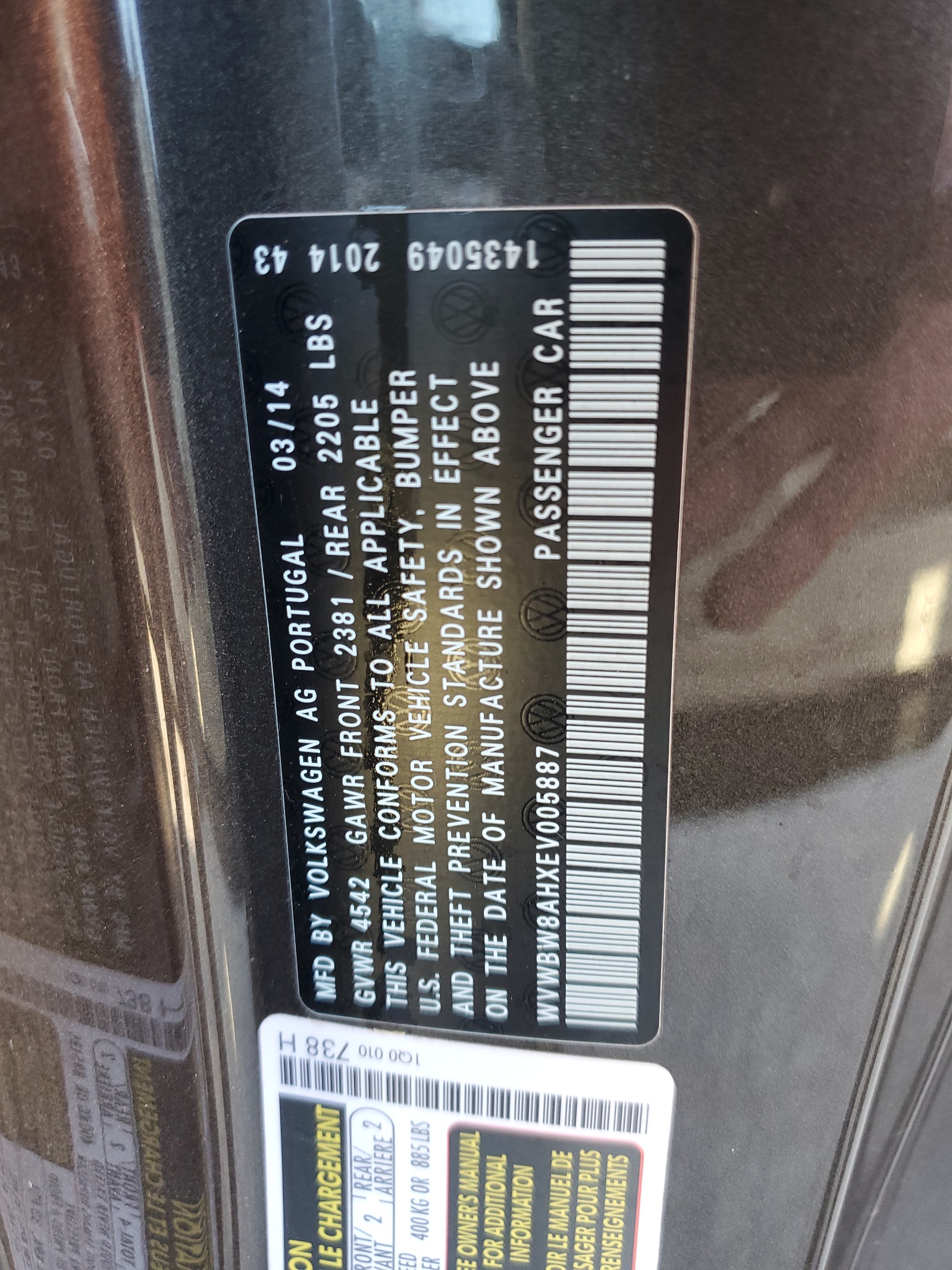 WVWBW8AHXEV005887 2014 Volkswagen Eos Komfort