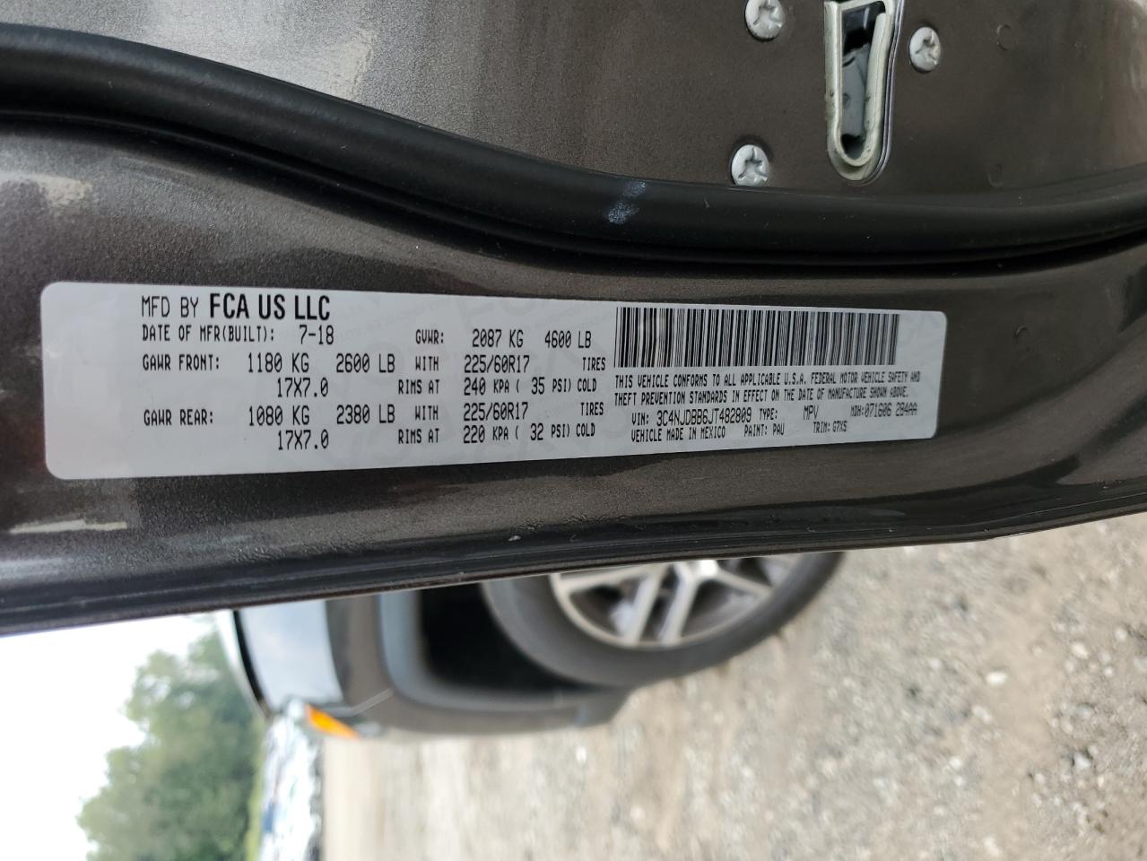 2018 Jeep Compass Latitude VIN: 3C4NJDBB6JT482809 Lot: 69047114