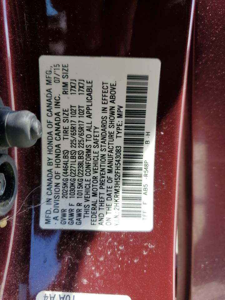 2015 Honda Cr-V Ex VIN: 2HKRM3H52FH543083 Lot: 67340084