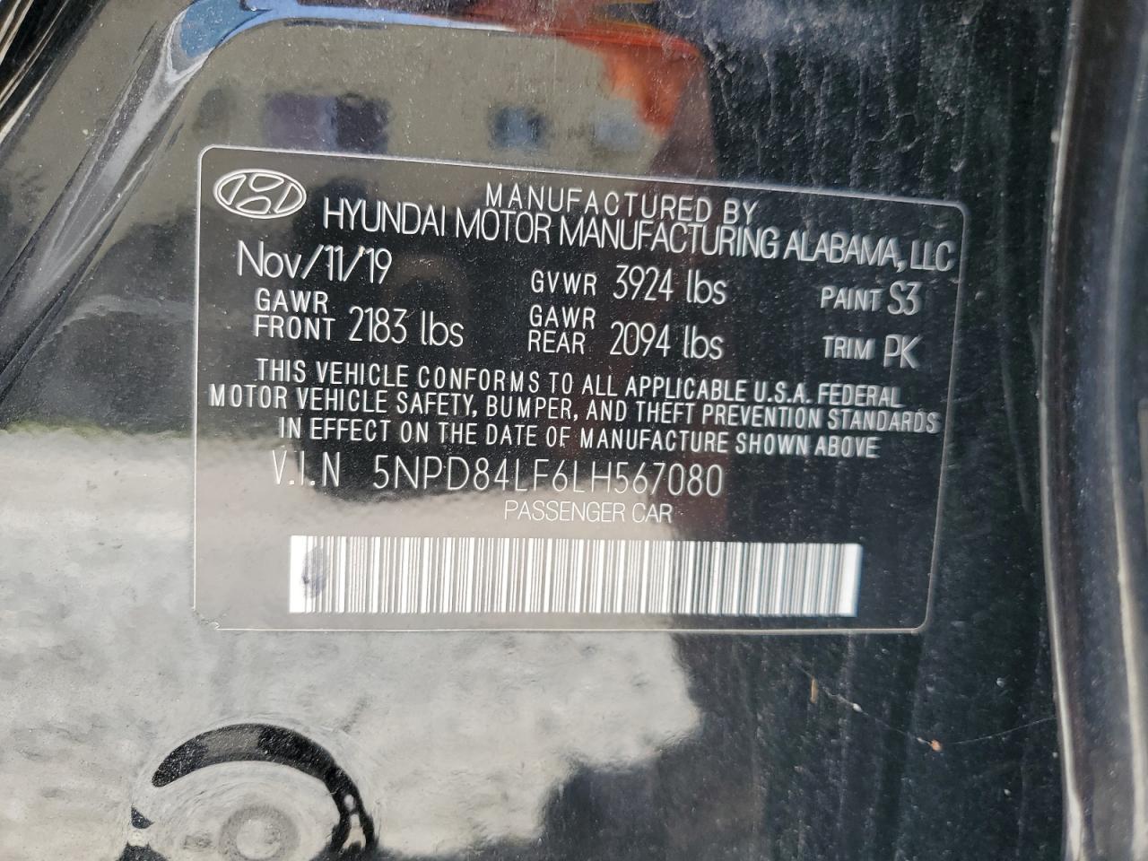 2020 Hyundai Elantra Sel VIN: 5NPD84LF6LH567080 Lot: 68429904