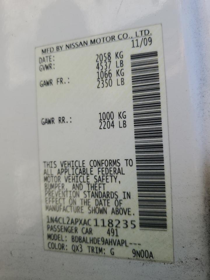 2010 Nissan Altima Hybrid VIN: 1N4CL2APXAC118235 Lot: 67792514