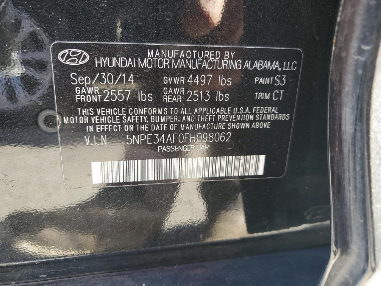 2015 Hyundai Sonata Sport VIN: 5NPE34AF0FH098062 Lot: 66665384