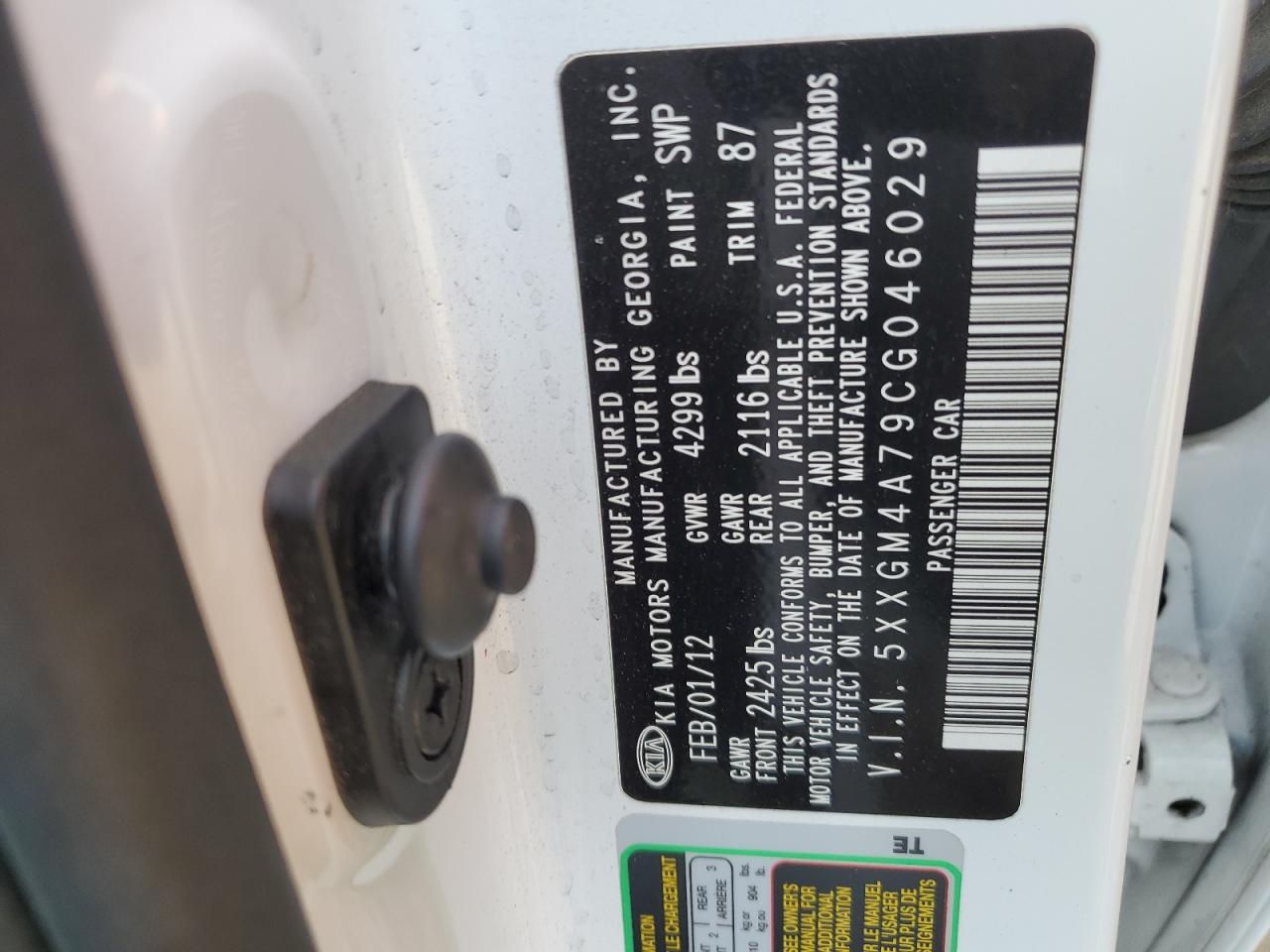 2012 Kia Optima Lx VIN: 5XXGM4A79CG046029 Lot: 66498714