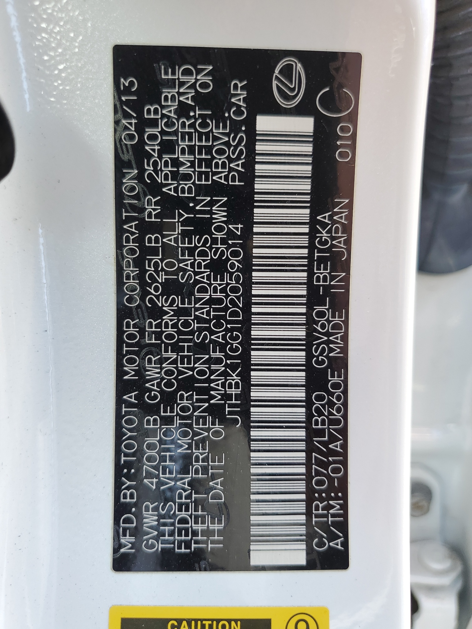 JTHBK1GG1D2059014 2013 Lexus Es 350