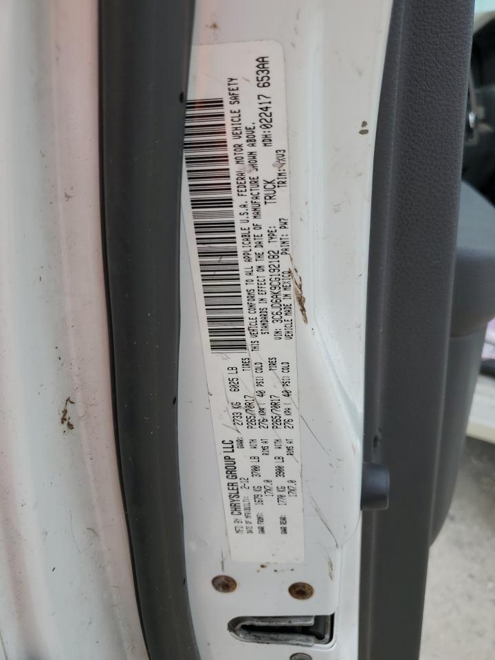 2012 Dodge Ram 1500 St VIN: 3C6JD6AK9CG192182 Lot: 64635334