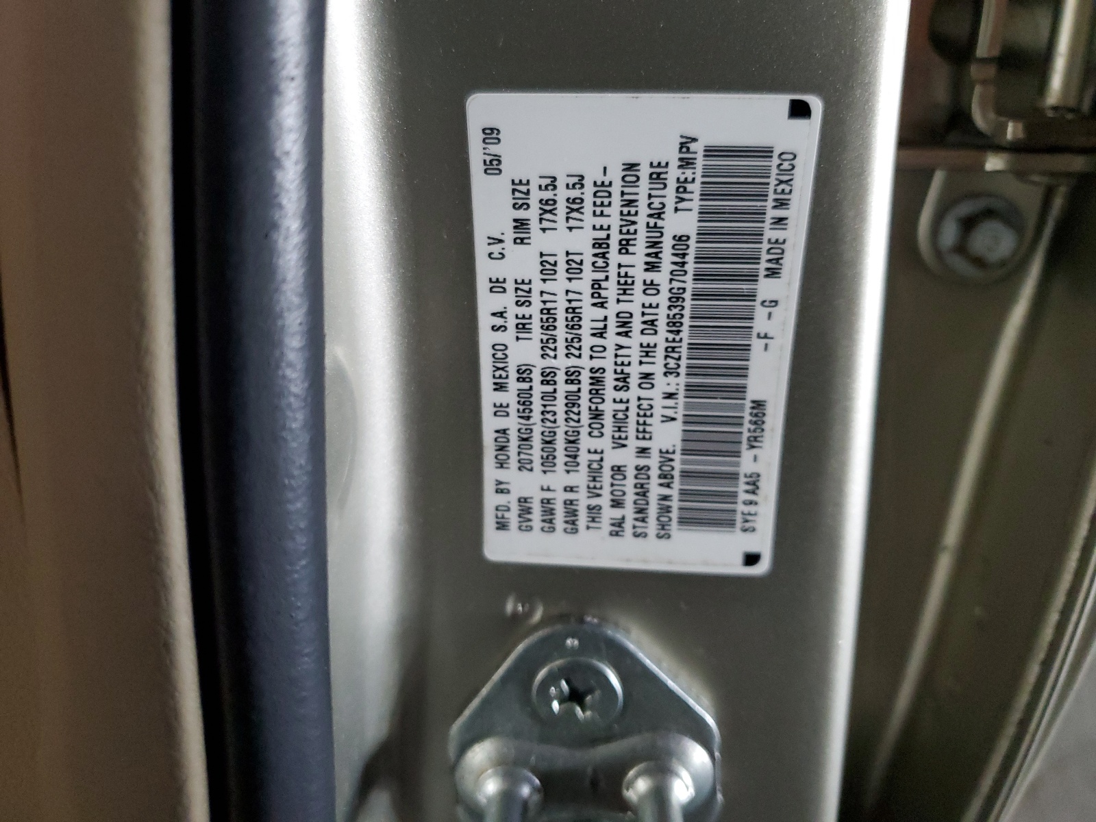 3CZRE48539G704406 2009 Honda Cr-V Ex