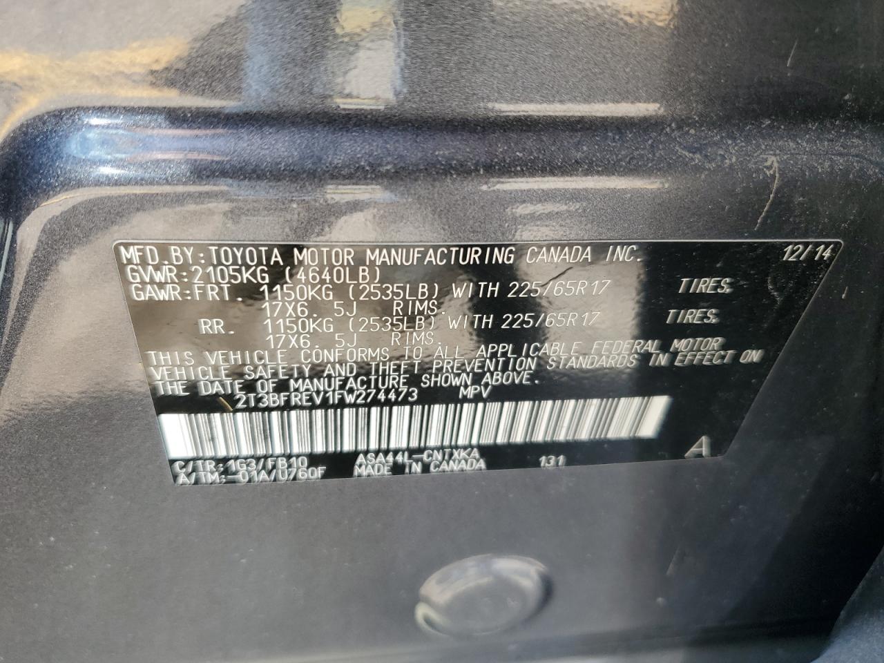 2T3BFREV1FW274473 2015 TOYOTA RAV 4 - Image 13