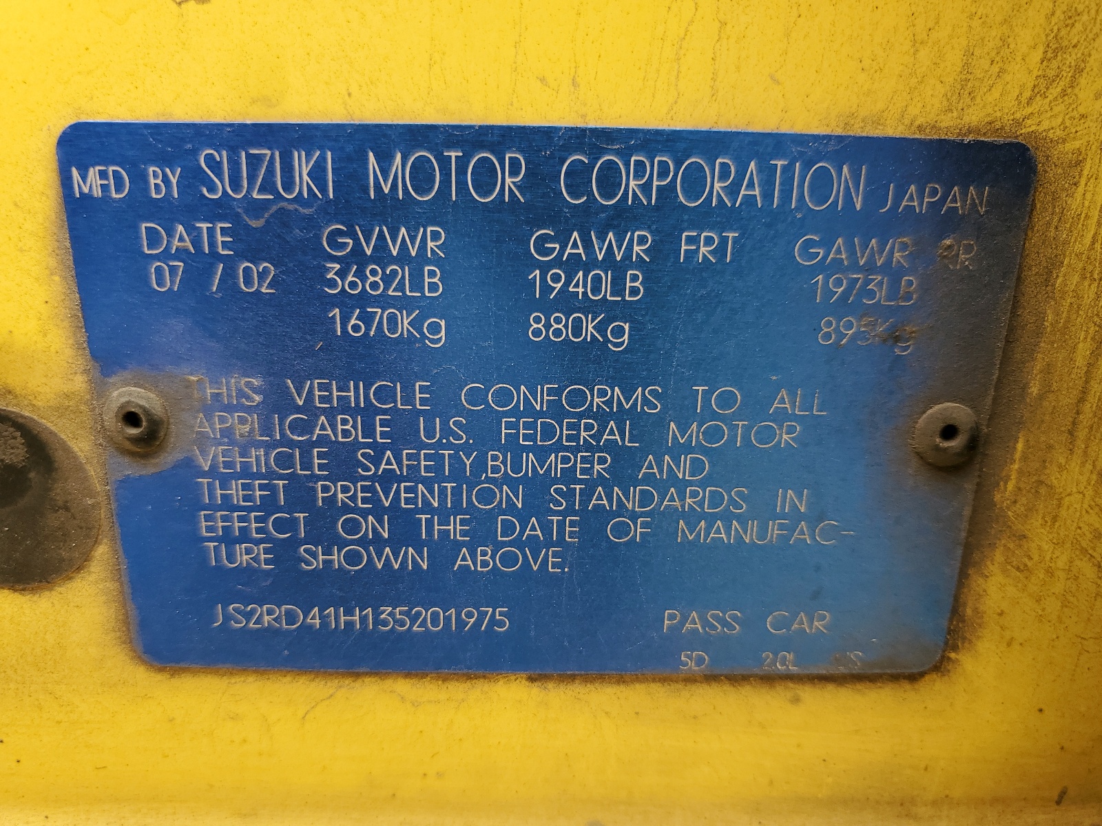 JS2RD41H135201975 2003 Suzuki Aerio Sx