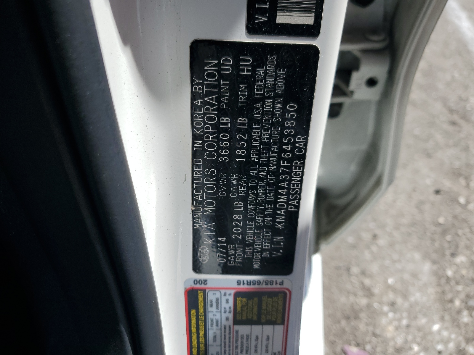 KNADM4A37F6453850 2015 Kia Rio Lx