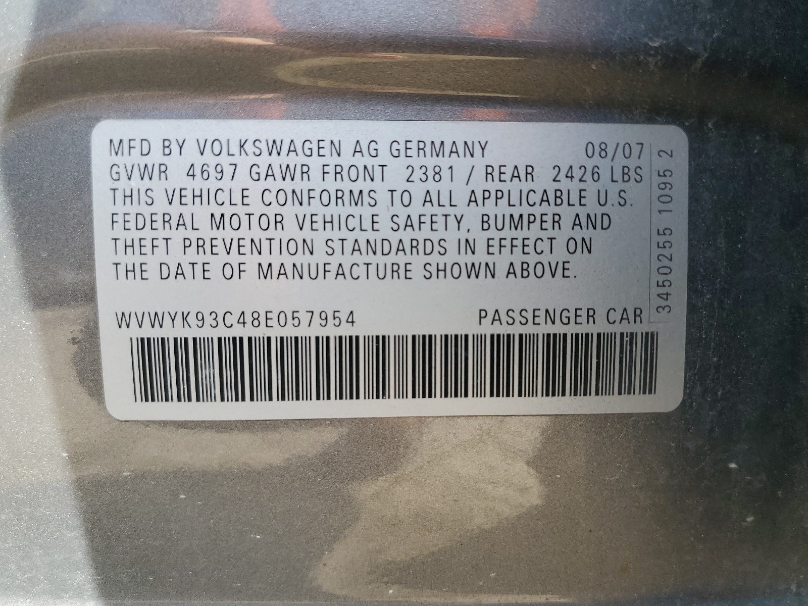 WVWYK93C48E057954 2008 Volkswagen Passat Wagon Turbo