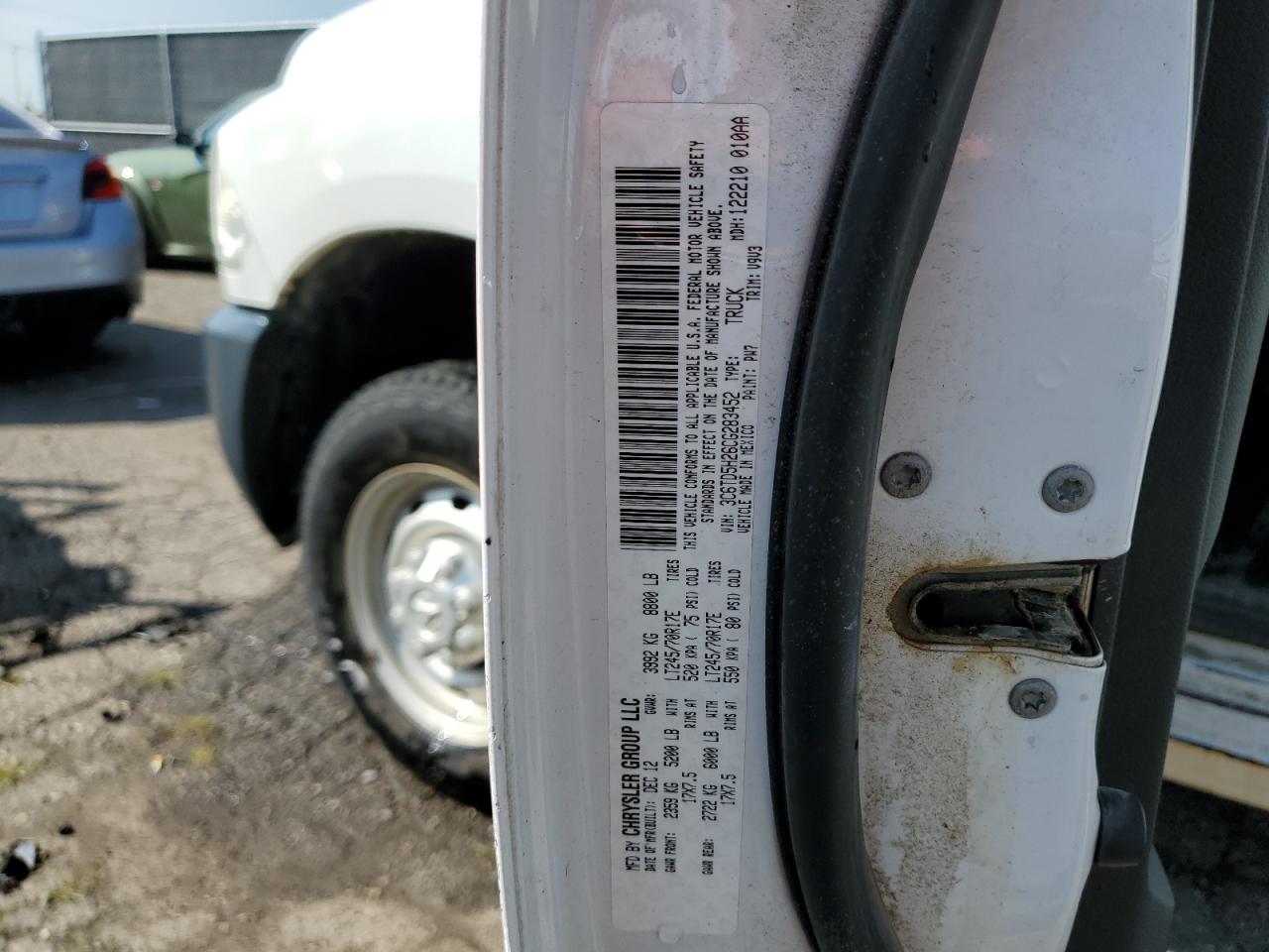 2012 Dodge Ram 2500 St VIN: 3C6TD5H26CG283452 Lot: 68351894